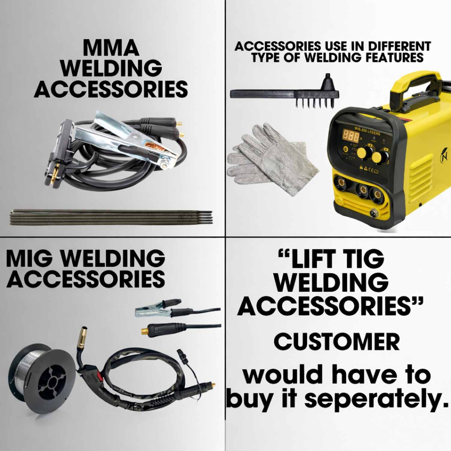 Image of Nitara MMA 250 Gasless MIG 4 in 1 MIG, ARC and Lift TIG Welding Machine 0.8mm Wire Inverter Welding Machine