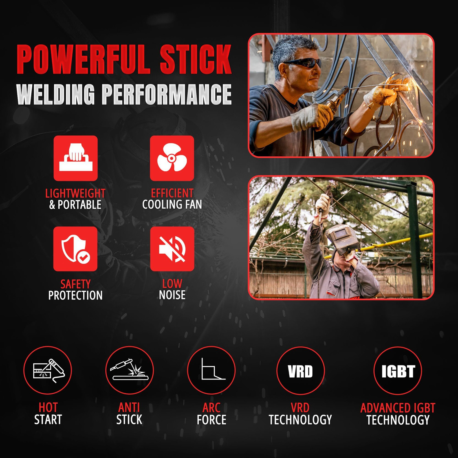 Image of iBELL IBL M250-103 ARC Welding Machine, IGBT, 250A with Hot Start,Anti-Stick,Arc Force Inverter Welding Machine