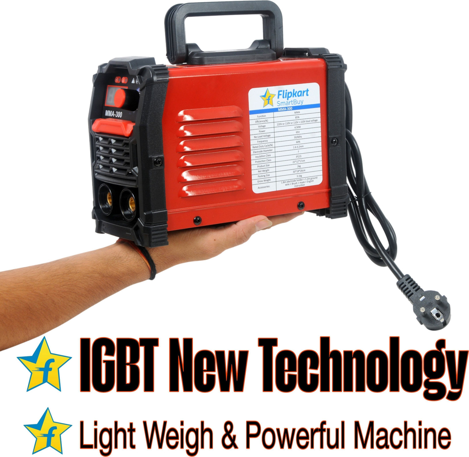 Image of Flipkart SmartBuy 300MMA ARC Welding Machine New Technology Small Size IGBT Single Phase Powerful Inverter Welding Machine