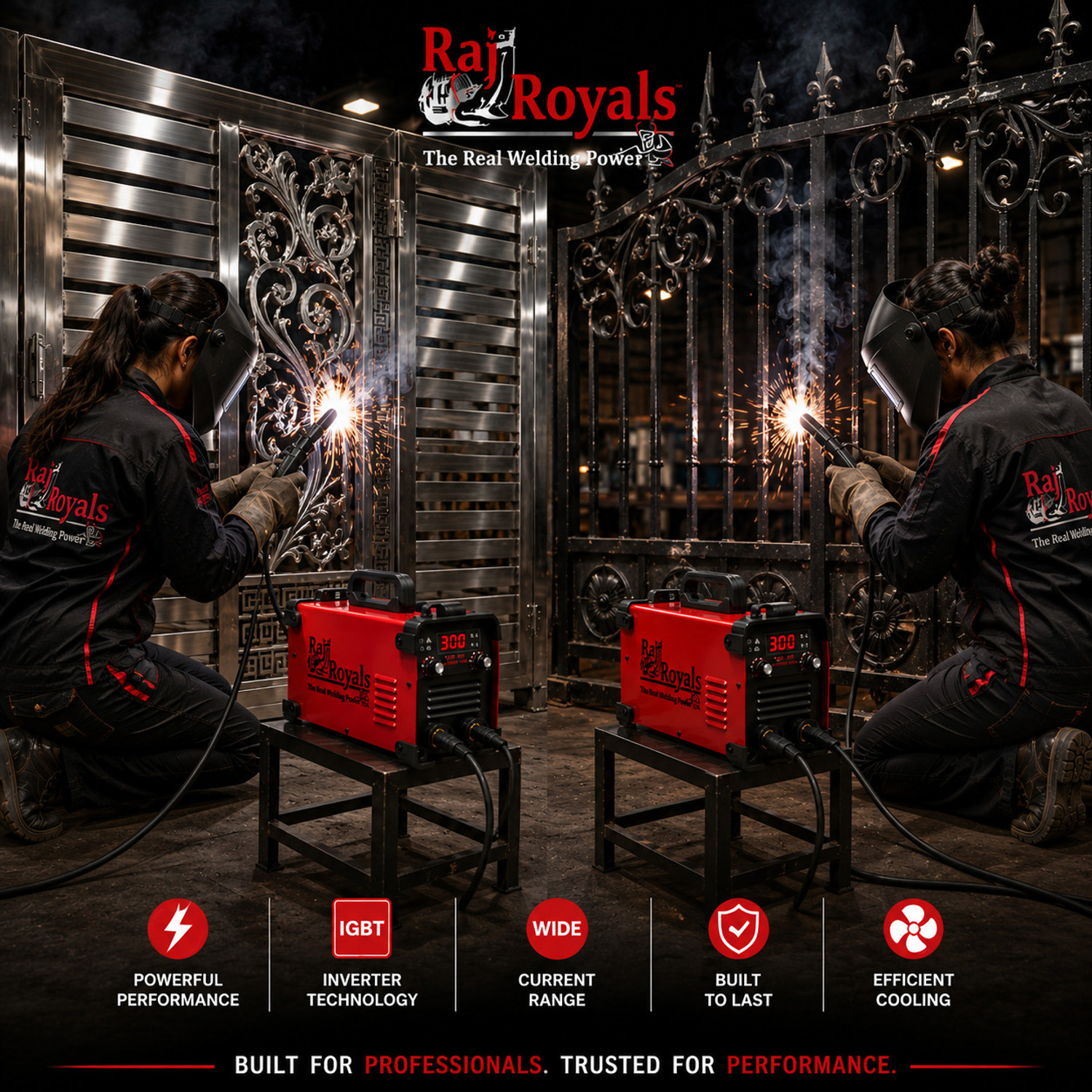 Image of RAJROYALS MMA 300 Heavy Duty LIGHT-in-WEIGHT | STRONG WELD | IRON-STEEL | GATE GRILL WORK Inverter Welding Machine