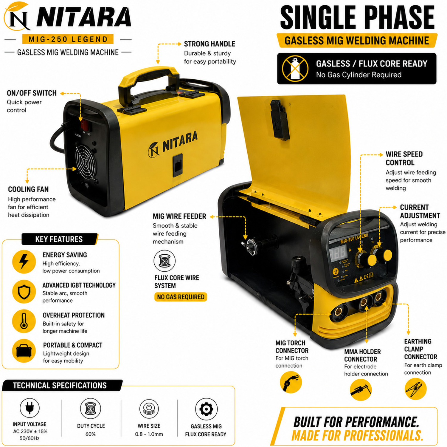 Image of NTR NITARA 4 IN 1 GASLESS fully digital MIG welding machine for thin and thick iron Inverter Welding Machine