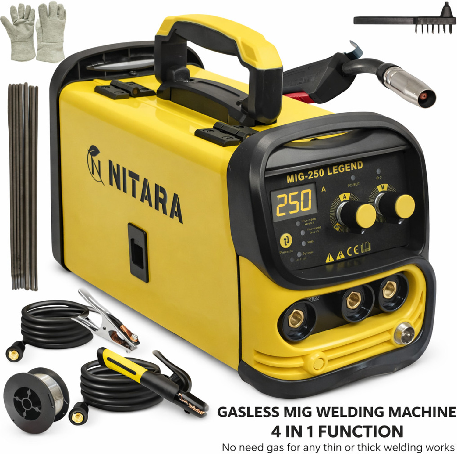Image of Nitara MMA 250 Gasless MIG 4 in 1 MIG, ARC and Lift TIG Welding Machine 0.8mm Wire Inverter Welding Machine