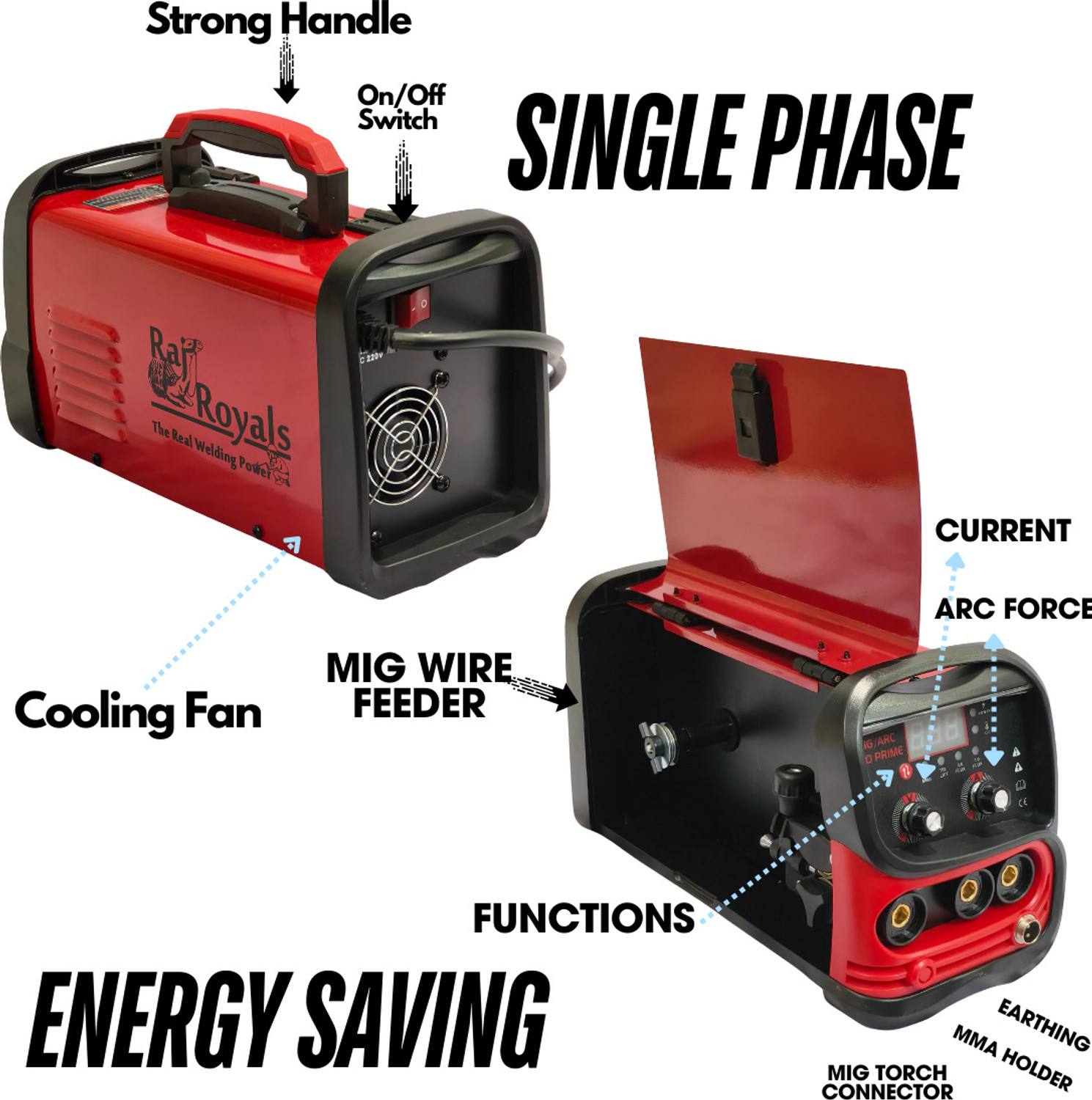 Image of MMA RAJROYALS MIG 4-in-1 GASLESS MIG /ARC, LIFT TIG Multi function MIG Inverter Welding Machine