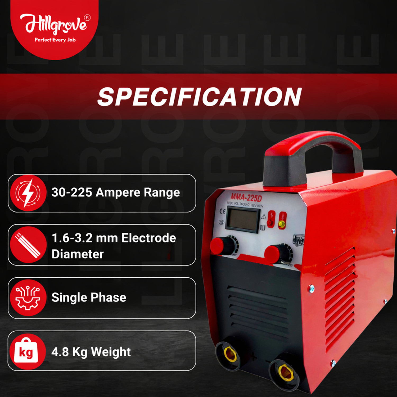 Image of Hillgrove HGCM1212M3 225Amp Welding Machine With Metal Brush and Safety Googles, Gloves Inverter Welding Machine