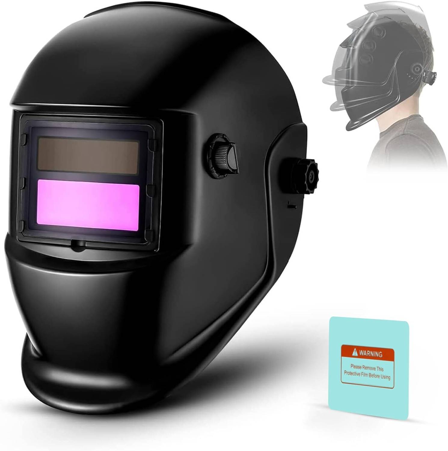 ambay Auto Darkening Welding Helmet – Solar Powered, Adjustable Shade (Black) Lightweight and Comfortable Safety Helmet for Indian Welders Welding Helmet