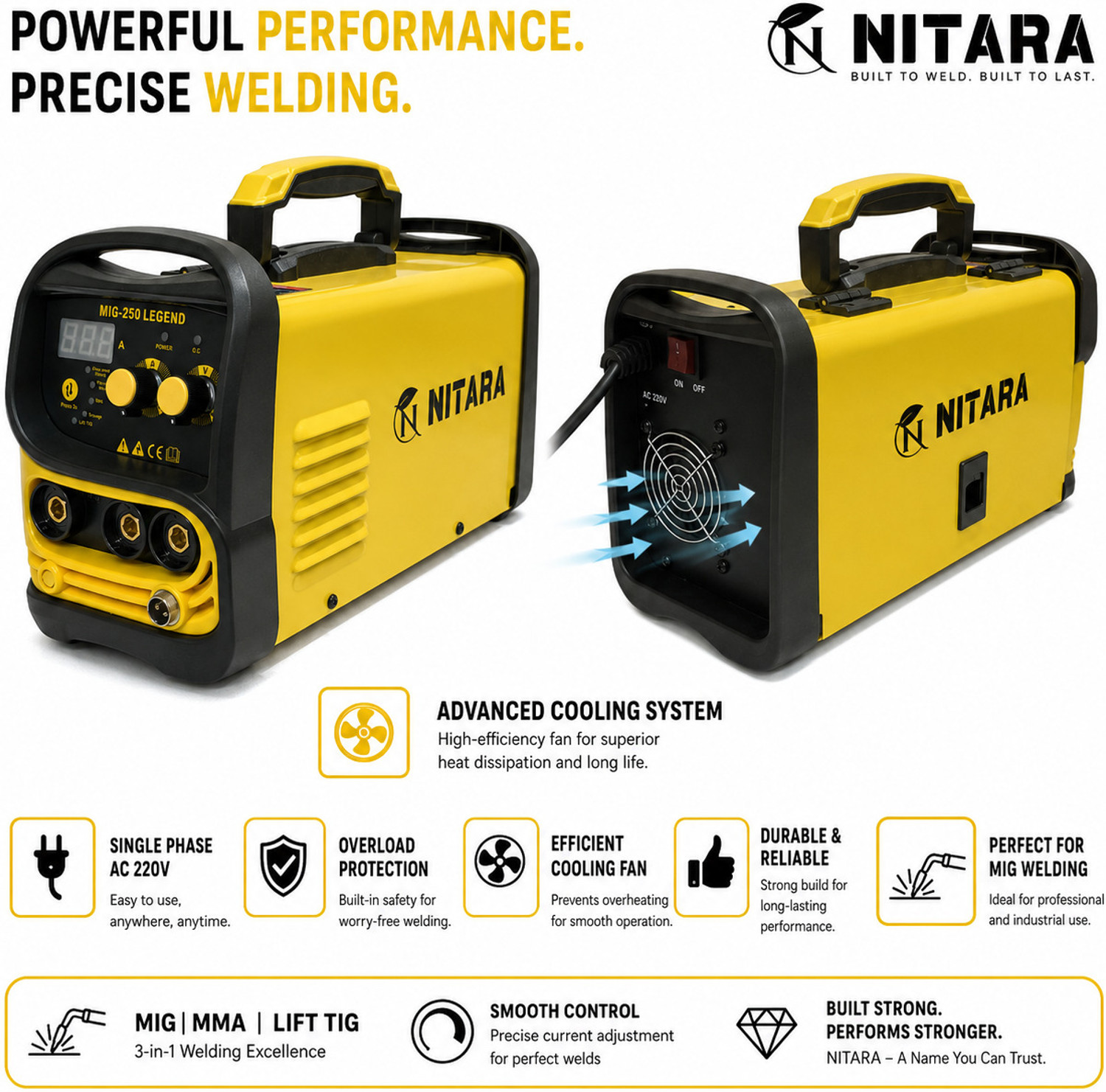 Image of NTR NITARA 4 IN 1 GASLESS fully digital MIG welding machine for thin and thick iron Inverter Welding Machine