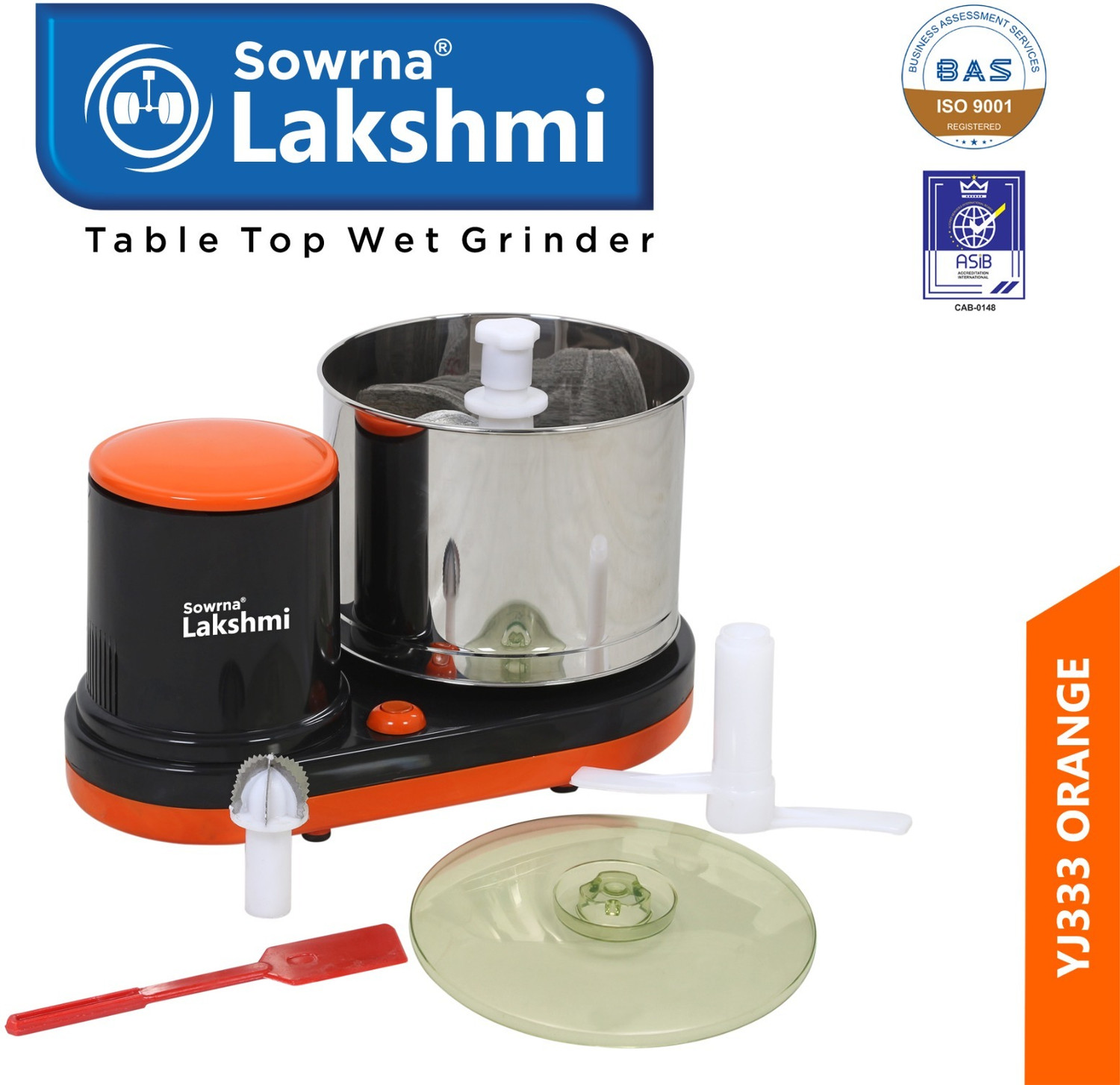 Image of sowrnalakshmi YJ666 Wet Grinder (ORANGE AND GREY)