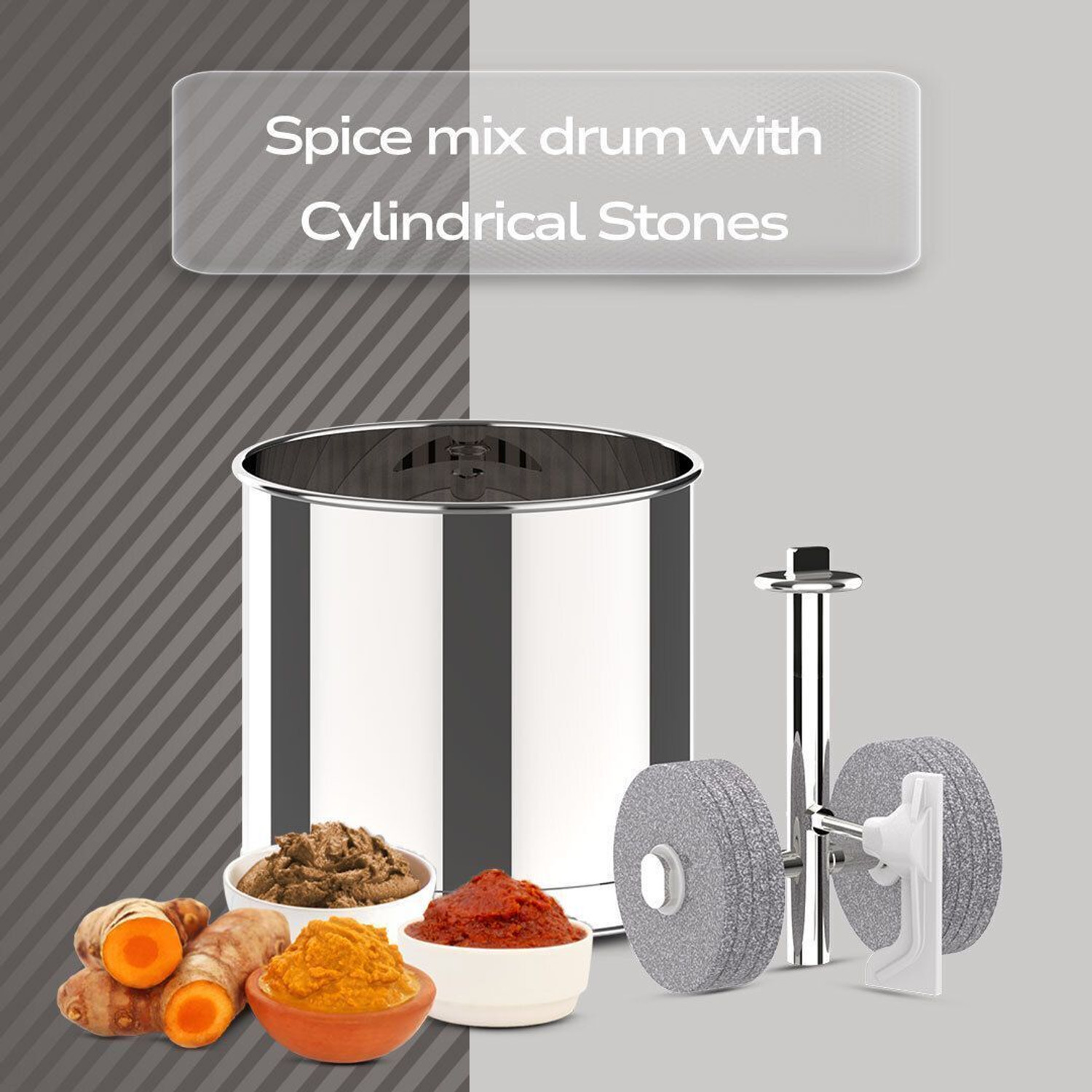 Image of ULTRA FG51000010 Wet Grinder Ultra Grind+ Gold Wet Grinder Celebration Pack | 2L Multiutility Drum with Conical Stones, 1L Spice Mix Drum with Cylindrical Stone, Coconut scraper, Atta kneader & Stainless Steel