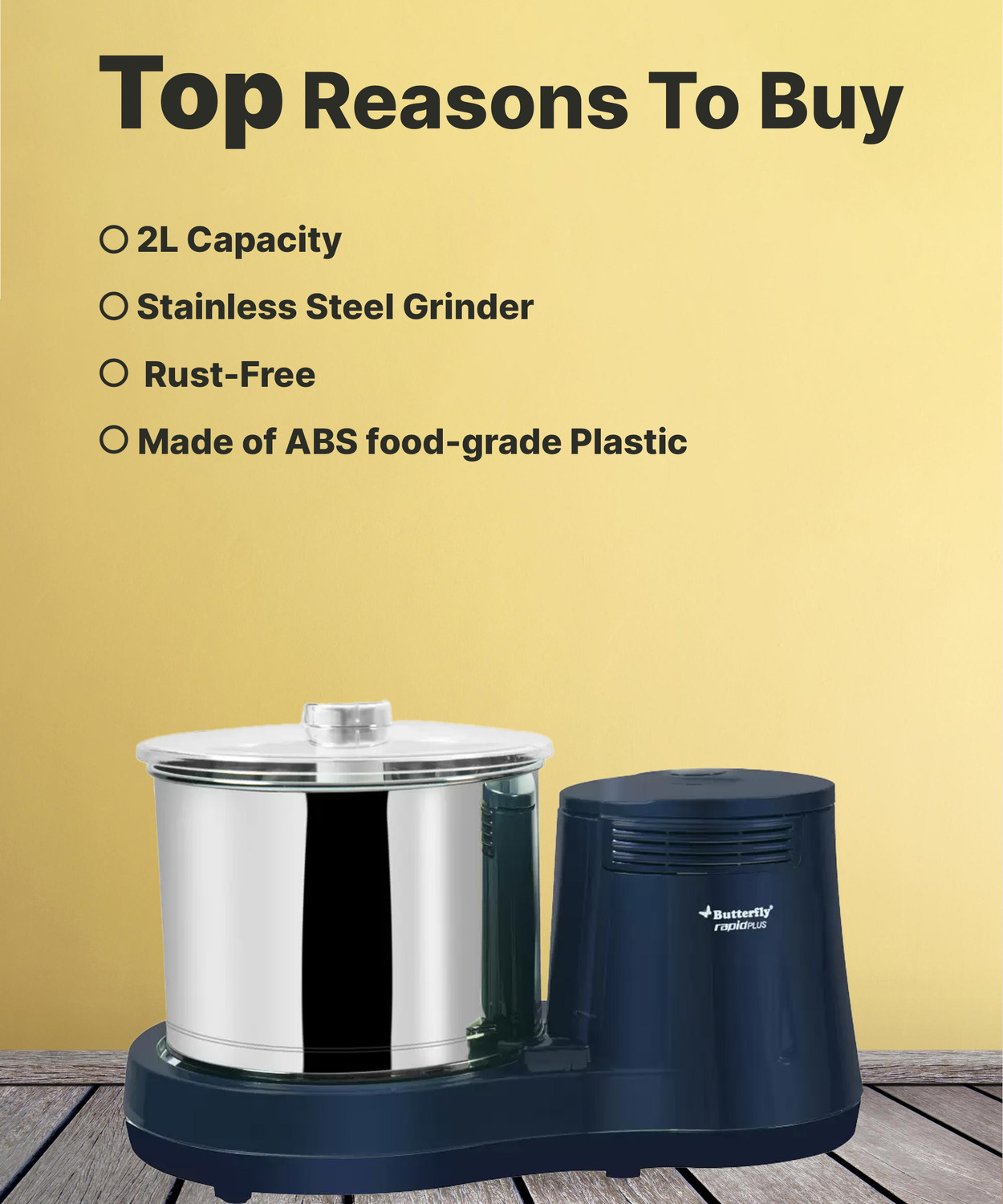 Image of Butterfly Rapid Plus Wet Grinder with Coconut Scraper (Blue)