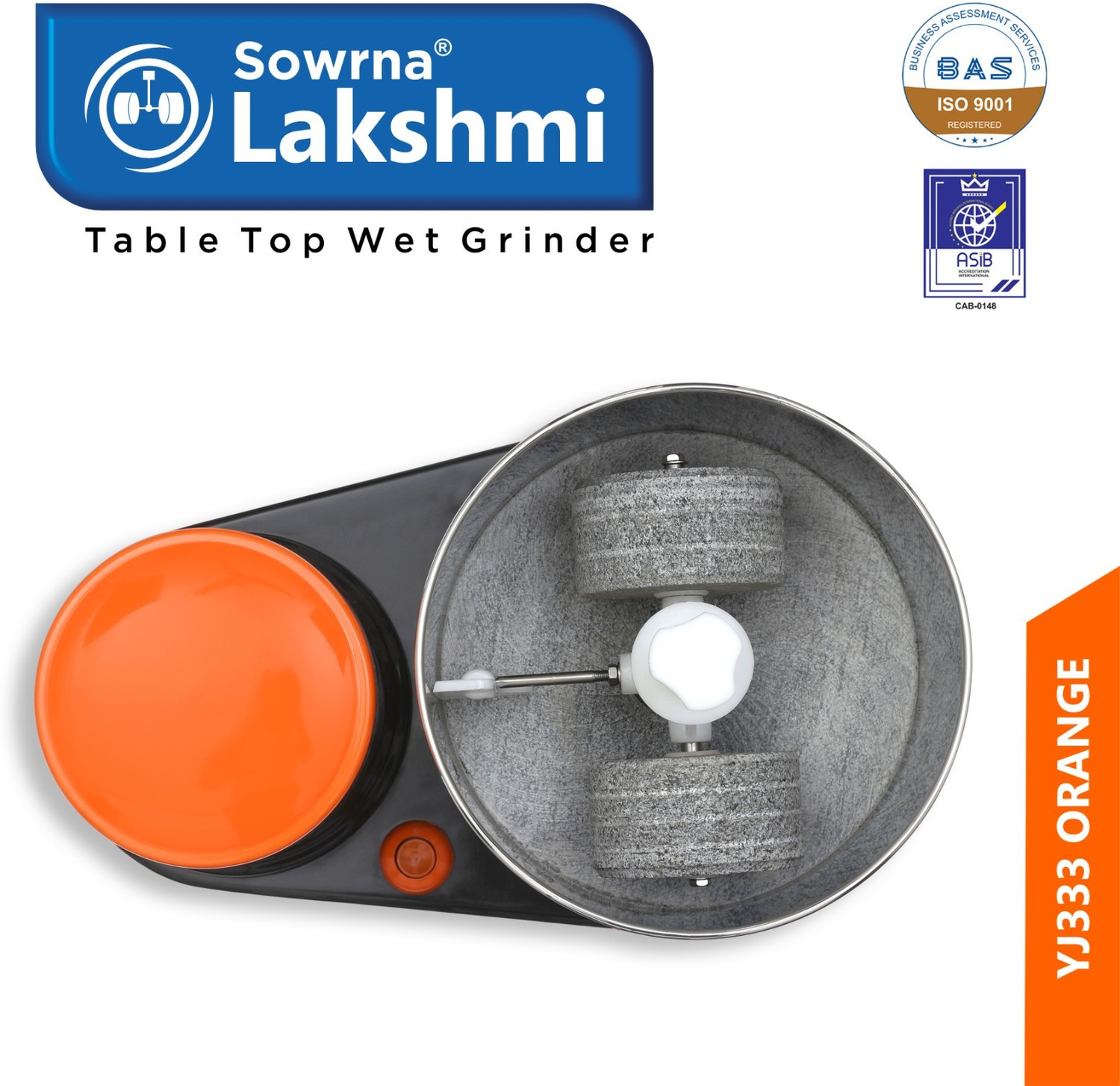 Image of sowrnalakshmi YJ666 Wet Grinder (ORANGE AND GREY)