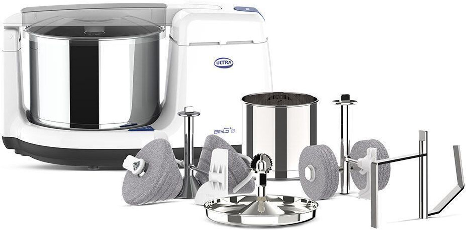 Image of ULTRA FG51000010 Wet Grinder Ultra Grind+ Gold Wet Grinder Celebration Pack | 2L Multiutility Drum with Conical Stones, 1L Spice Mix Drum with Cylindrical Stone, Coconut scraper, Atta kneader & Stainless Steel
