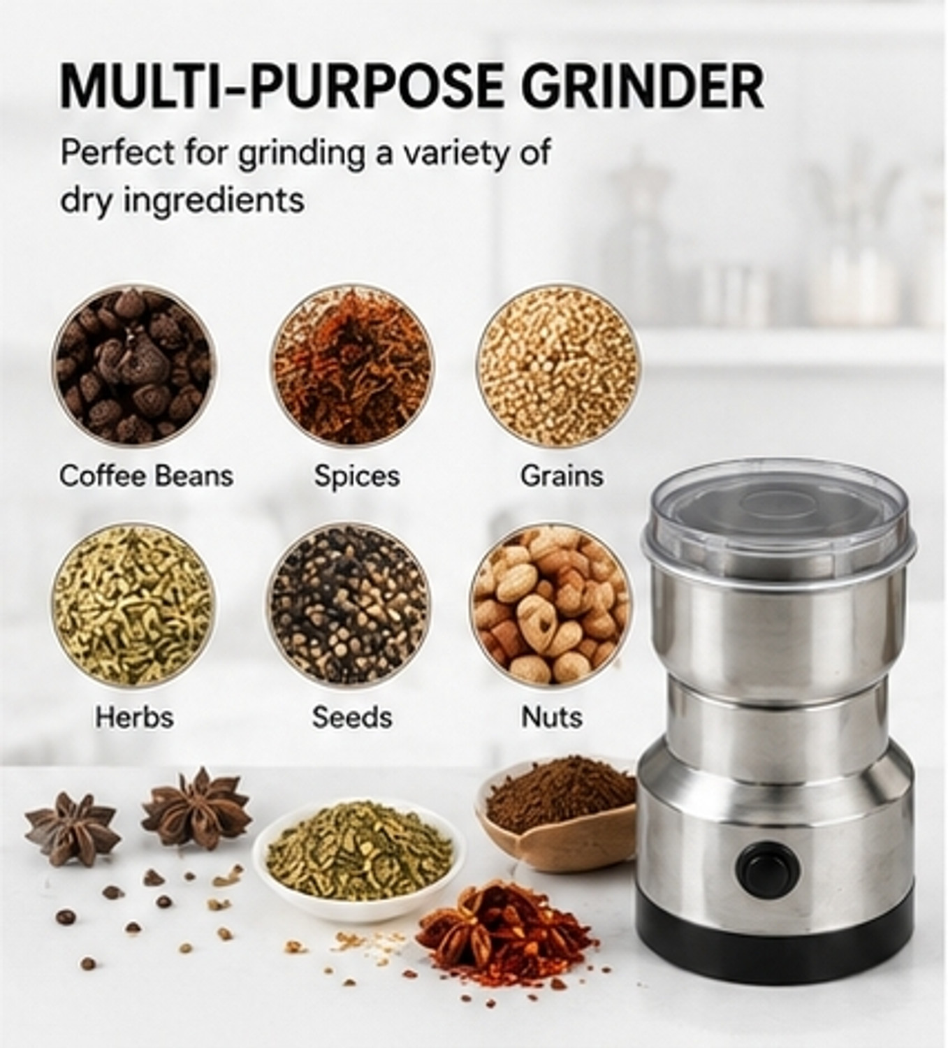 Image of Momu commerce Premium Stainless Steel Mini Mixer Grinder for coffee & spice Wet Grinder
