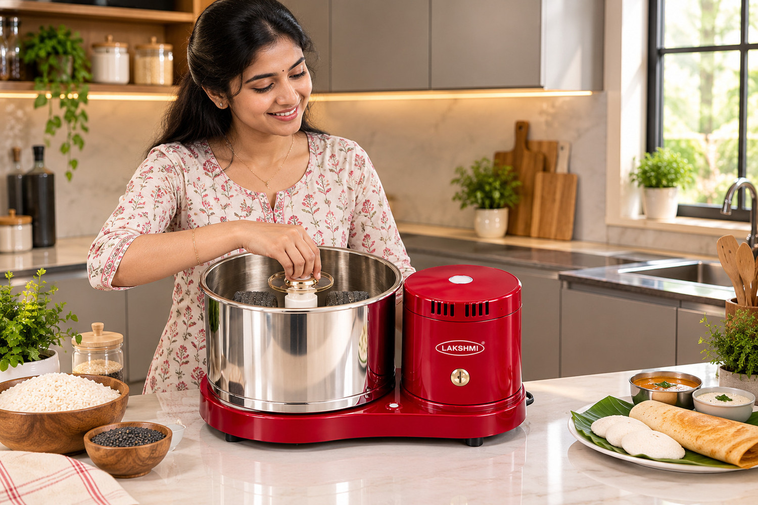 Image of Lakshmi Platinum Plus Lakshmi 3L Maroon Wet Grinder