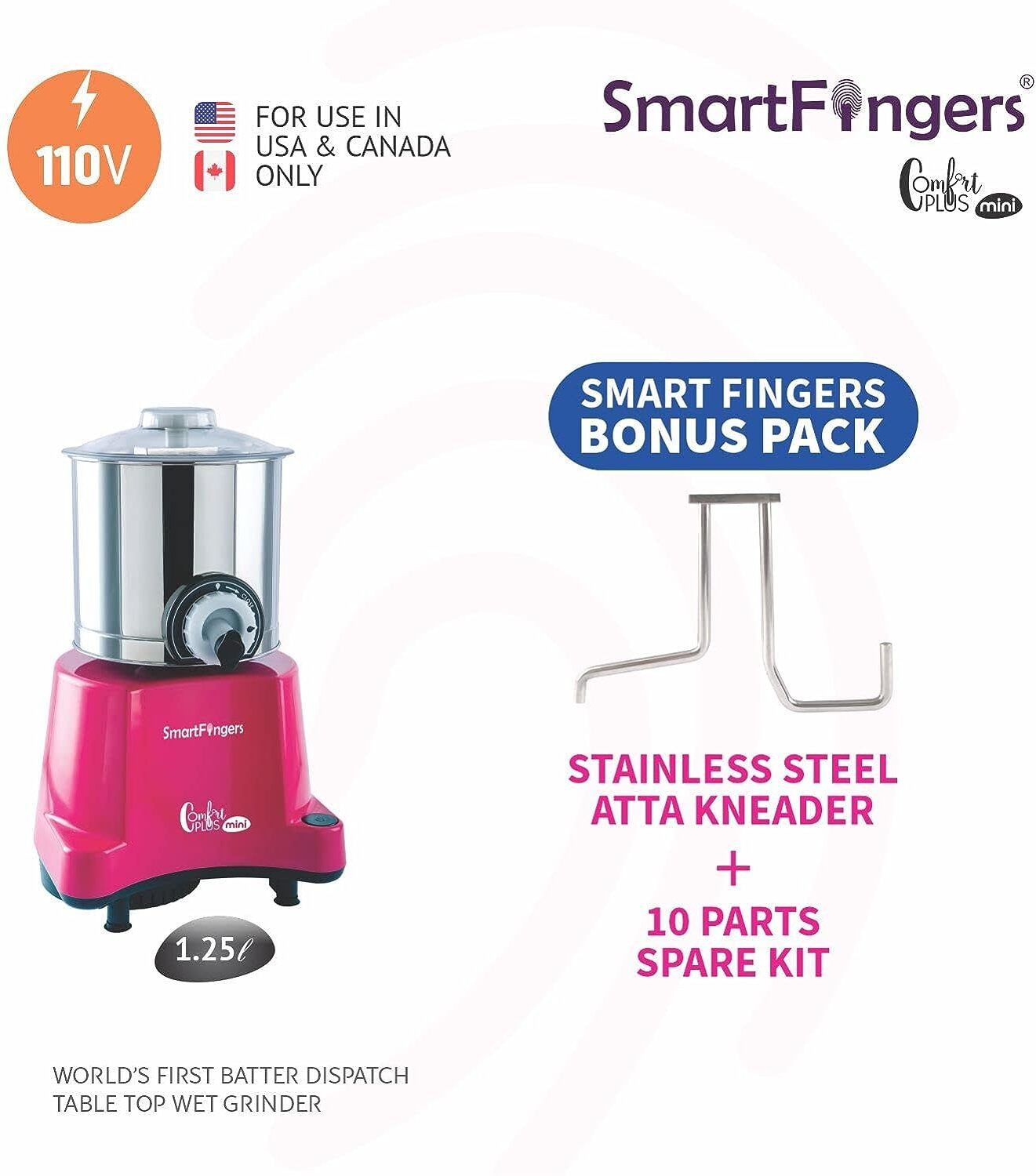 Image of SMARTFINGERS Comfort Plus Table Top Mini Wet Grinder