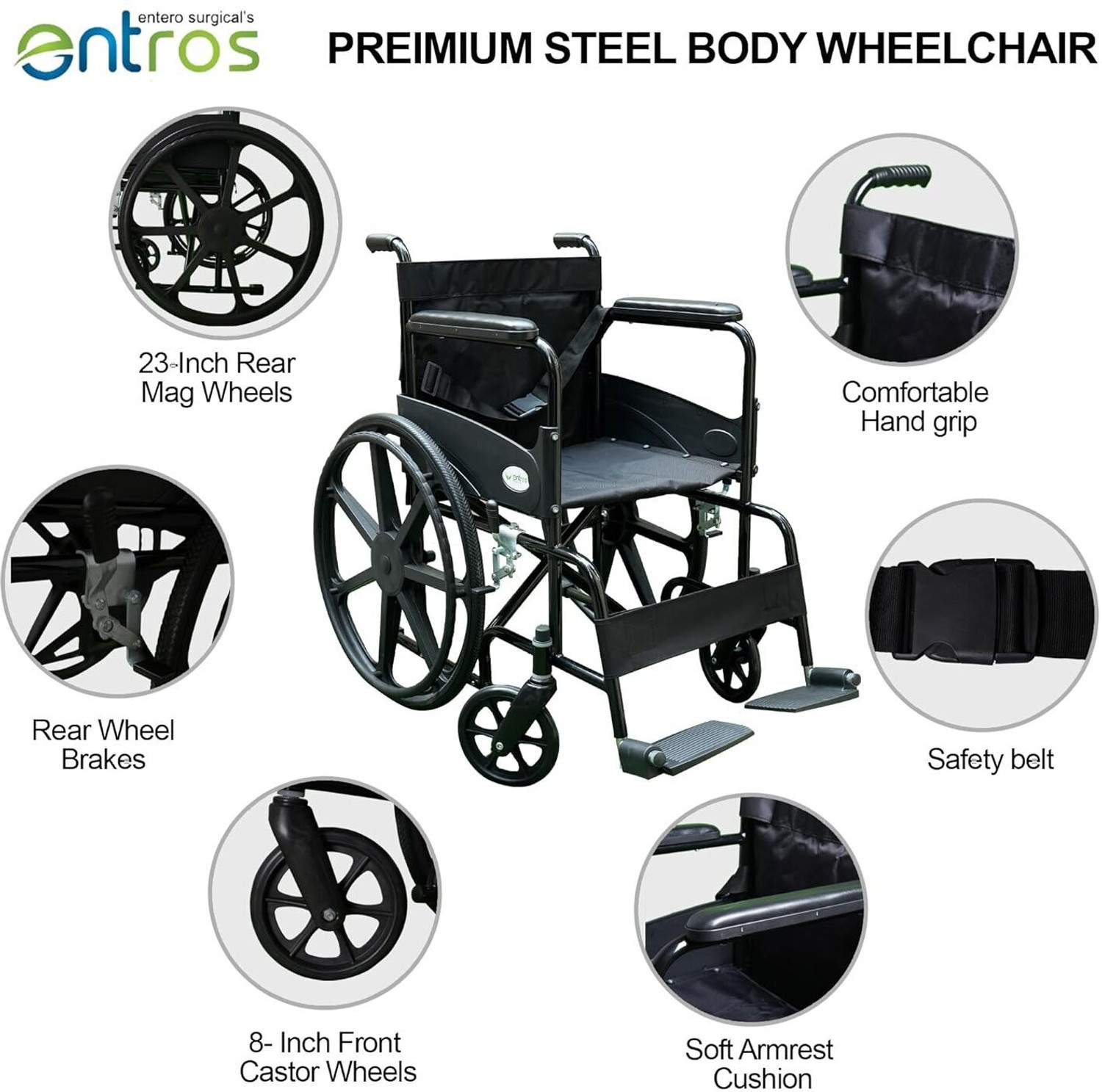 Image of Entros Liberty Foldable for Adults & Patients Manual Wheelchair