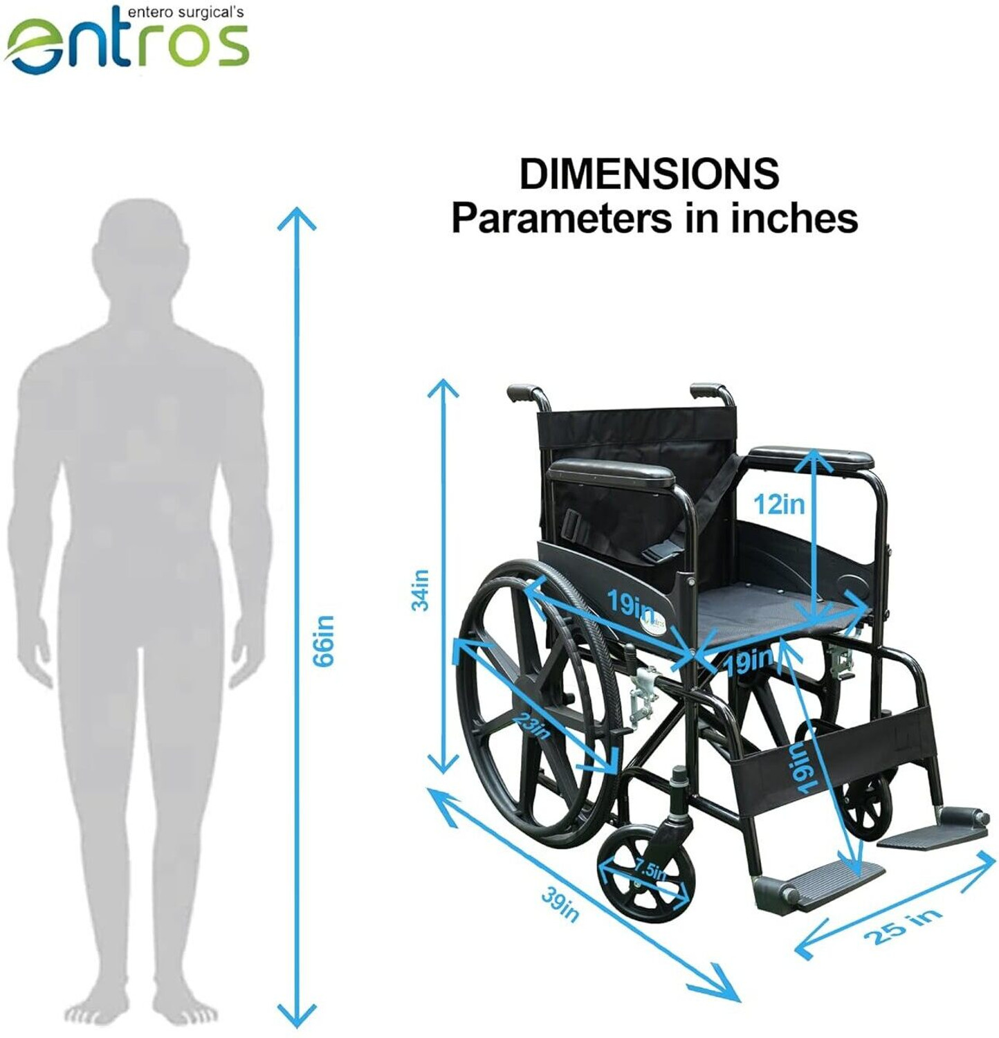 Image of Entros Liberty Foldable for Adults & Patients Manual Wheelchair