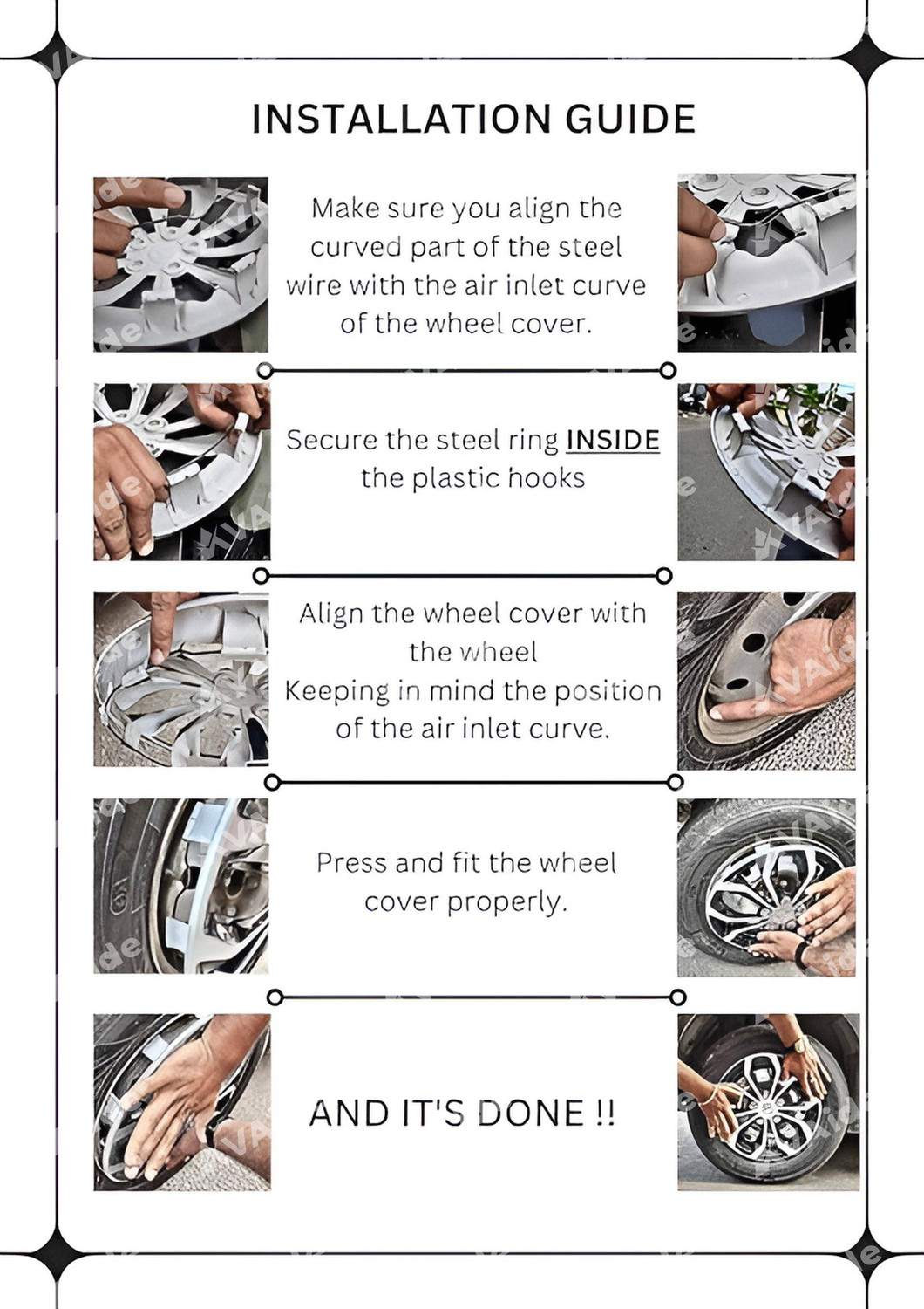 Image of Origin Paradise Silver Black Wheel Cover /Cap for All Cars, Car Wheel Cover (13 Inch) Wheel Cover For Universal For Car Universal For Car