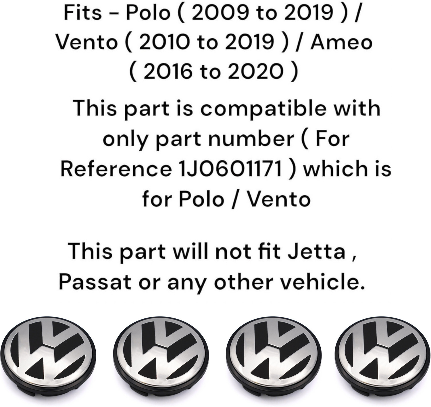 Image of wrrphy Alloy Wheel Cap For Polo (2009 to 2019) / Vento (2010 to 2019) / Ameo 4 pcs Wheel Cover For Volkswagen Polo, Vento, Ameo GT 1.5 TDI Diesel (2.2 inch)