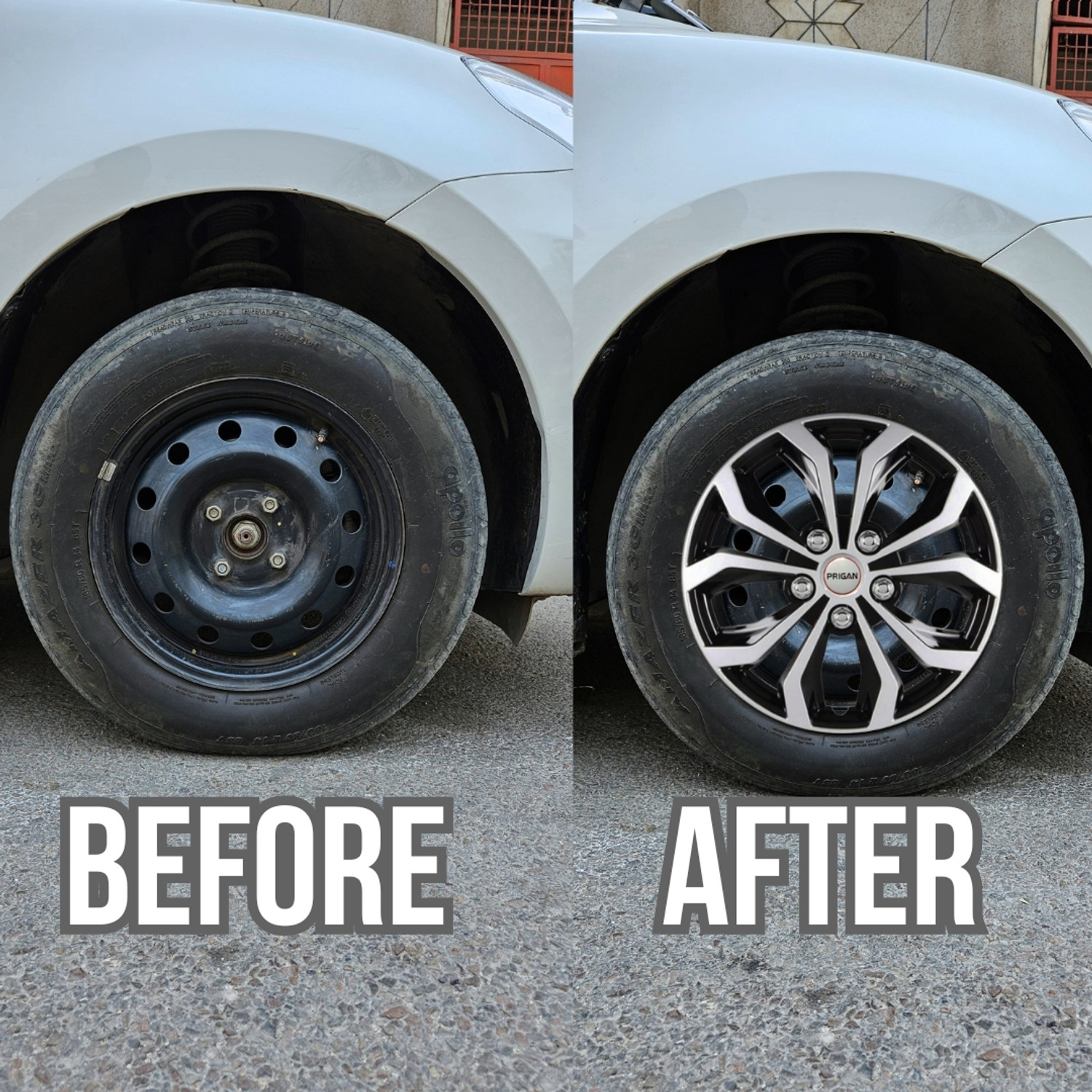 Image of PRIGAN WagonR Vision Silver Black 13 INCH Wheel Cover For Maruti WagonR
