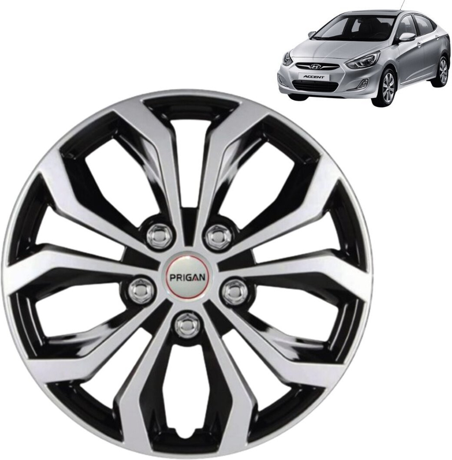Image of PRIGAN Accent Vision Silver Black 13 INCH Wheel Cover For HYUNDAI Accent