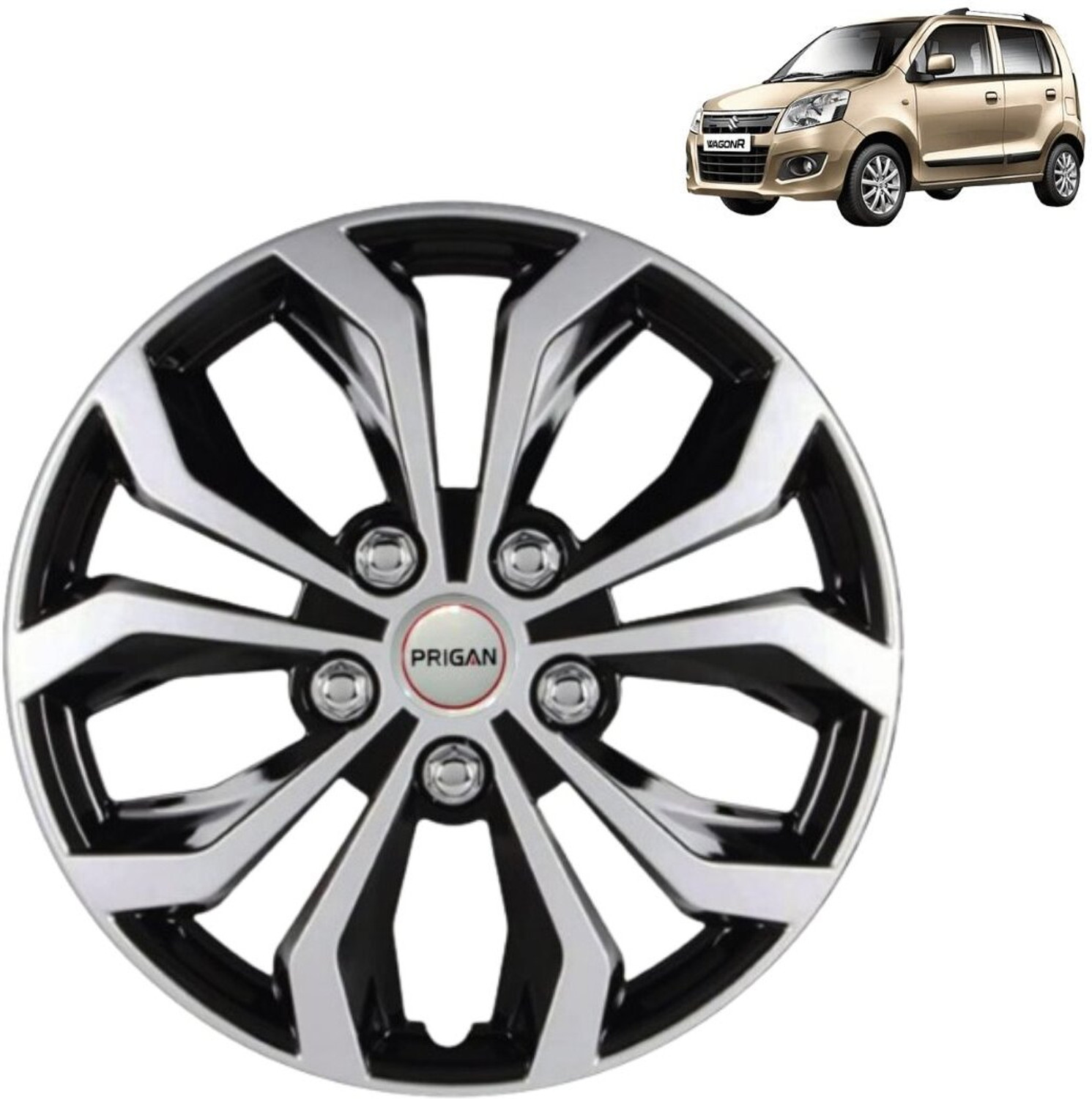 Image of PRIGAN WagonR Vision Silver Black 13 INCH Wheel Cover For Maruti WagonR