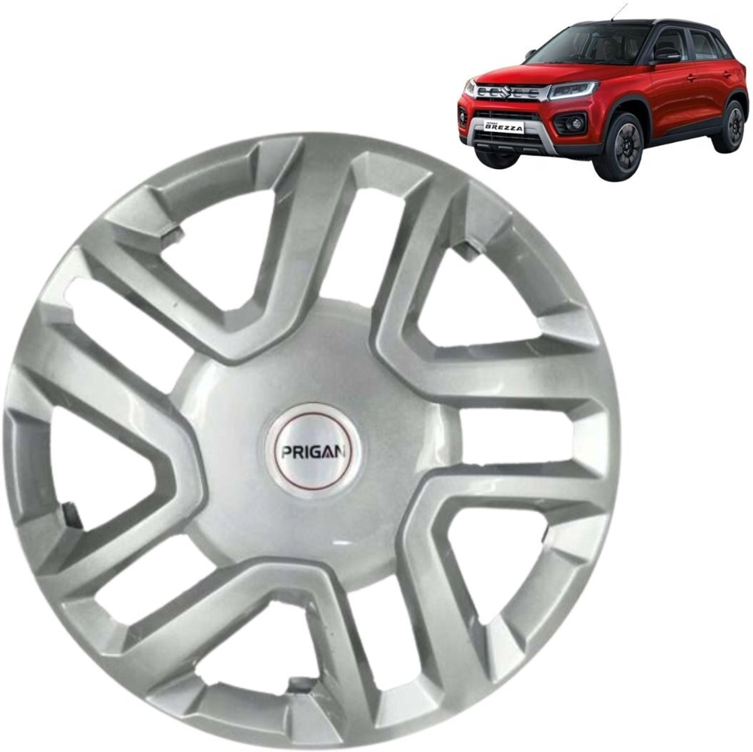 Image of PRIGAN BRZA Silver 16 Inch For Brezza Wheel Cover For Maruti Universal For Car