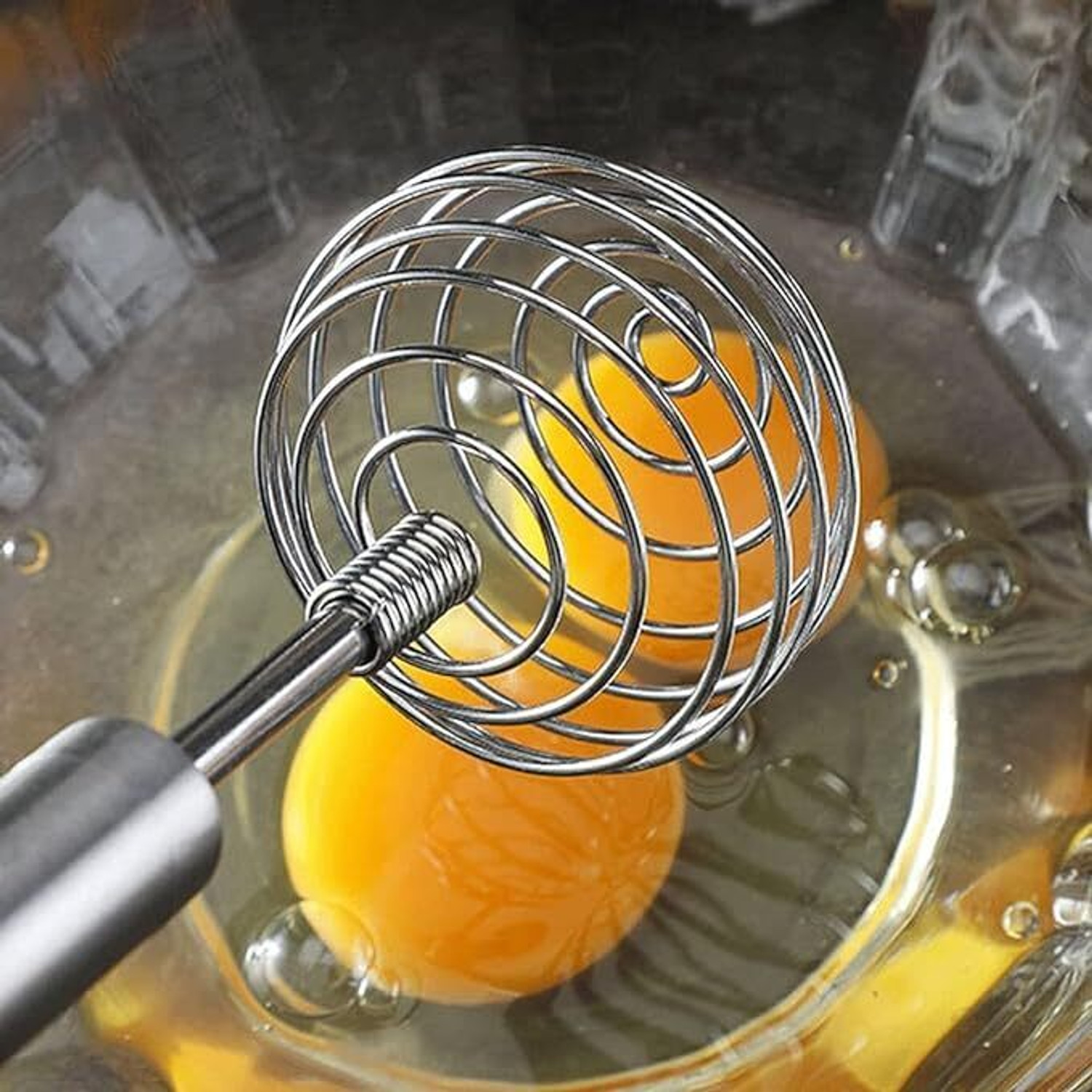 Image of GELAI ENTERPRISE Stainless Steel Spring Egg Beater Whisks Hand Push Egg Whisk Stainless Steel Spiral Whisk