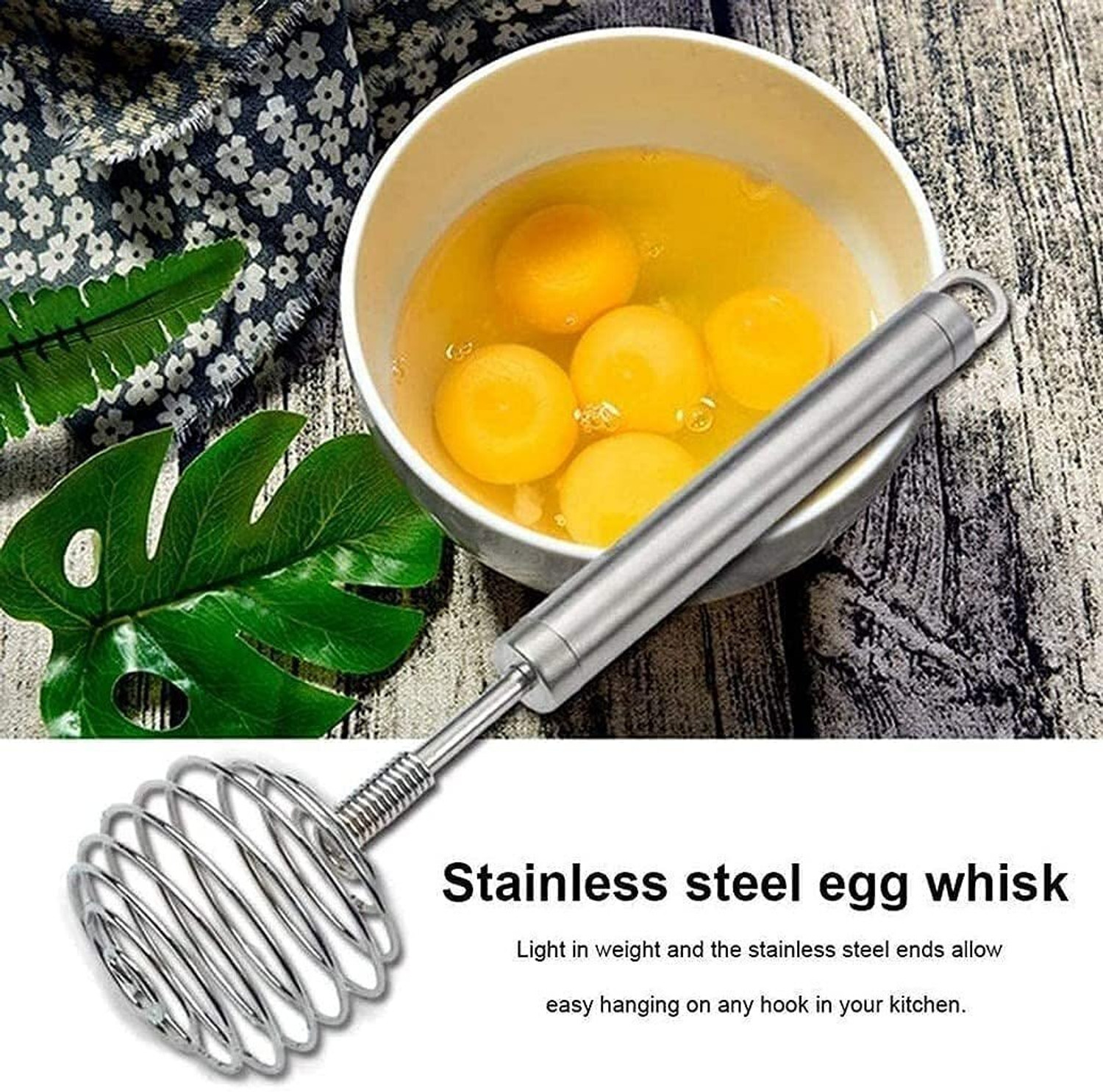 Image of GELAI ENTERPRISE Stainless Steel Spring Egg Beater Whisks Hand Push Egg Whisk Stainless Steel Spiral Whisk