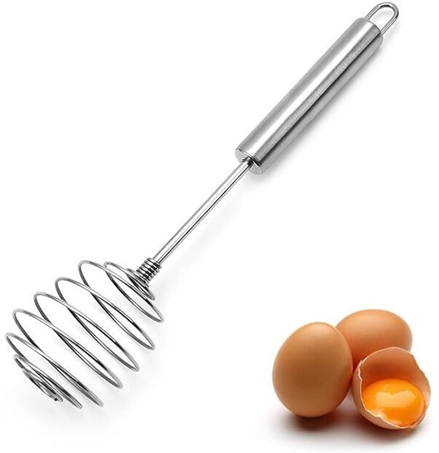 Image of GELAI ENTERPRISE Stainless Steel Spring Egg Beater Whisks Hand Push Egg Whisk Stainless Steel Spiral Whisk