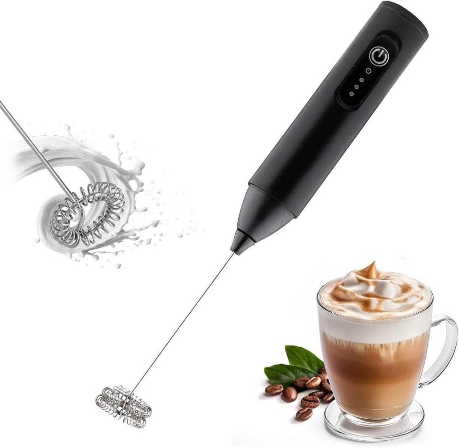 Image of TRIBRAM Electric rechargable coffee beater whisker, milk frother, egg beater Plastic Spiral Whisk