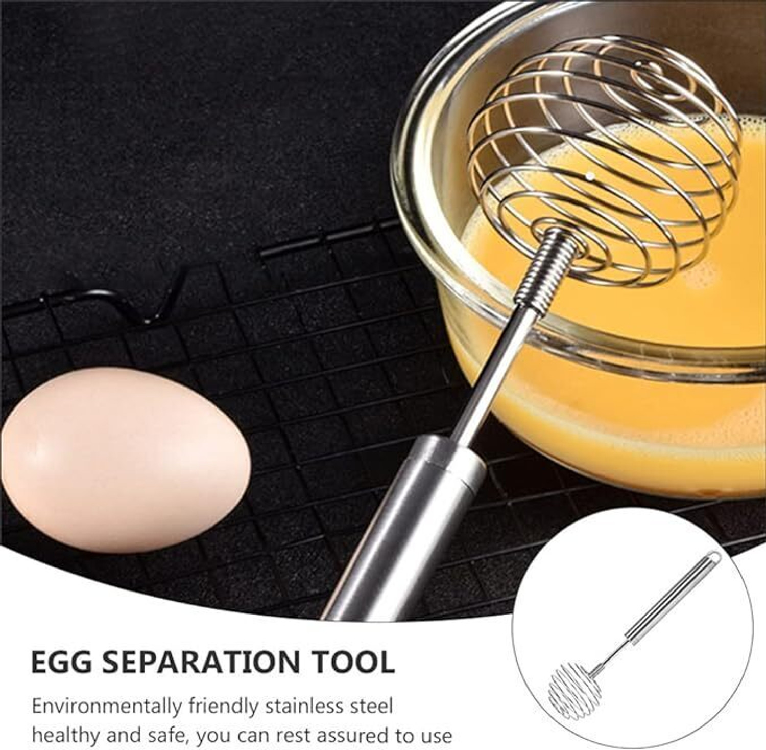 Image of GELAI ENTERPRISE Stainless Steel Spring Egg Beater Whisks Hand Push Egg Whisk Stainless Steel Spiral Whisk
