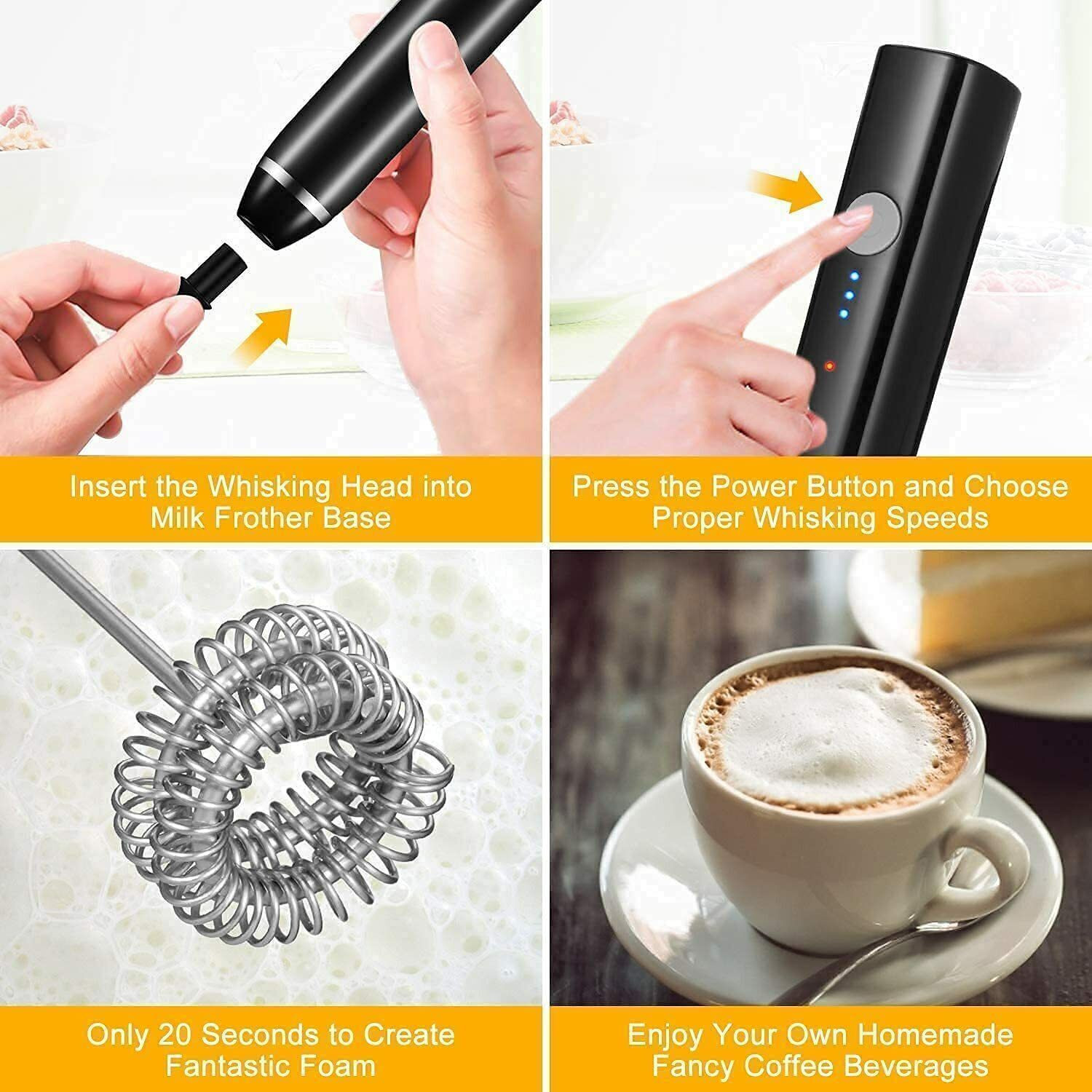 Image of FLIPXEN Nova Coffee Frother with Double Whisk | C Type Rechargeable Coffee Maker Plastic Balloon Whisk