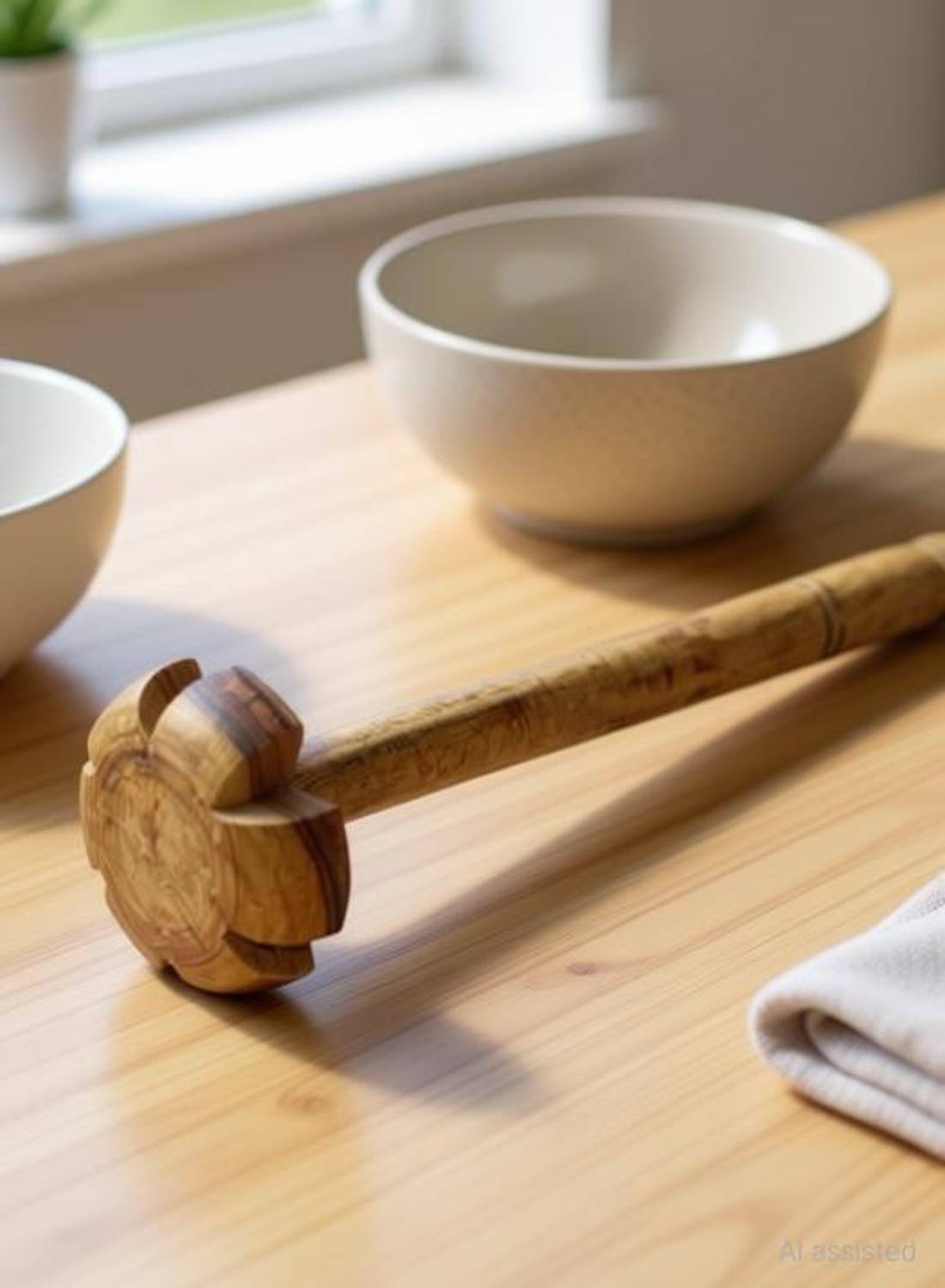BARTANMART wood mixer hand blender Wood Spiral Whisk