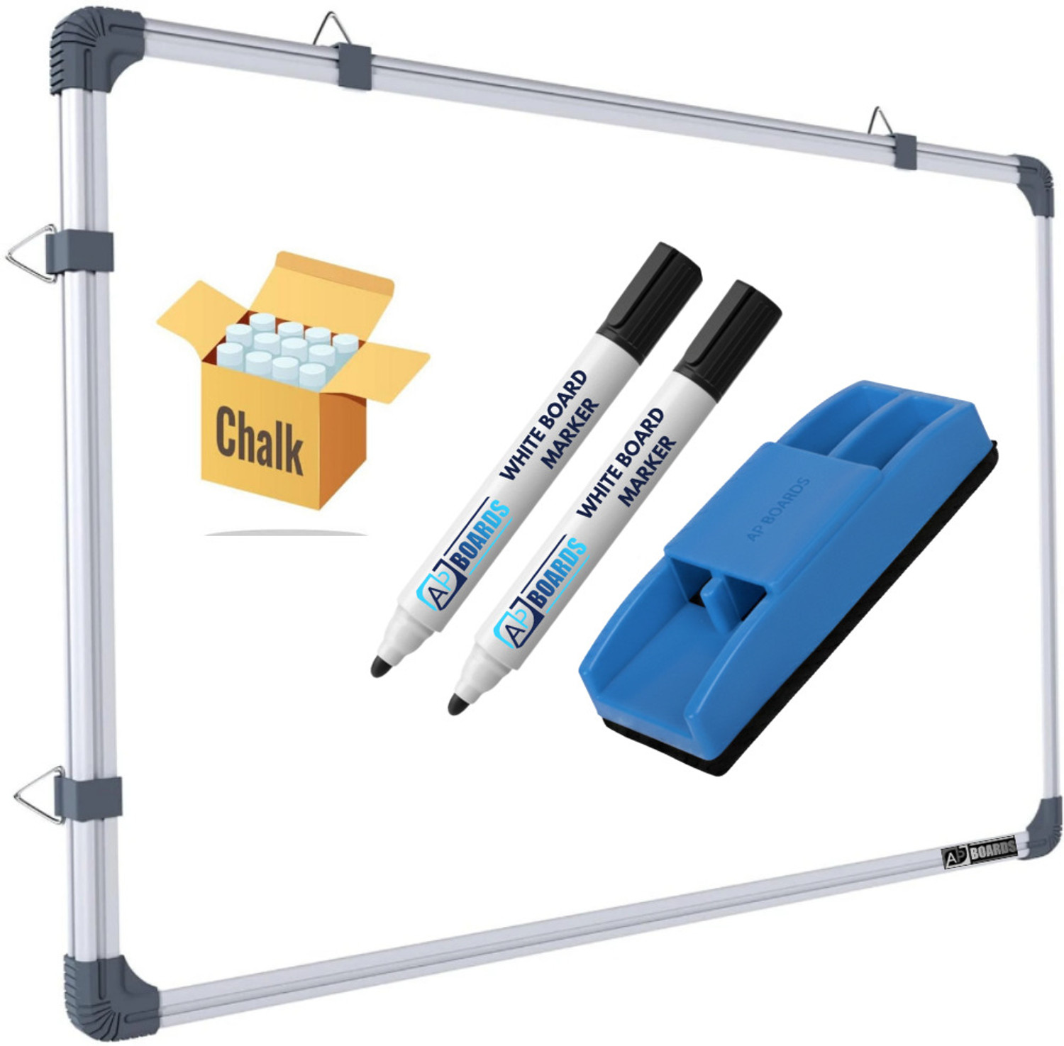 Image of APBOARDS Non Magnetic Melamine 2x3 feet Whiteboard & Chalkboard | Dual-Sided Writing Board| CHALK 2MARKER DUSTER Whiteboards