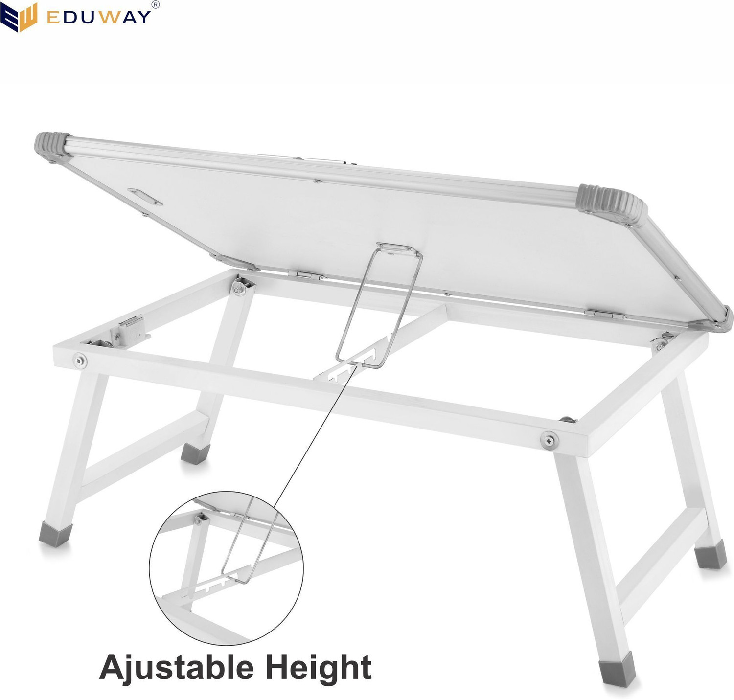 Image of Eduway Non Magnetic Wooden Multipurpose Portable Whiteboard Study Laptop Table | Portable Desk & Laptop bed Multipurpose Portable Whiteboard Study Laptop Table with 1 Marker 1 Duster. Whiteboards and Duster Combos