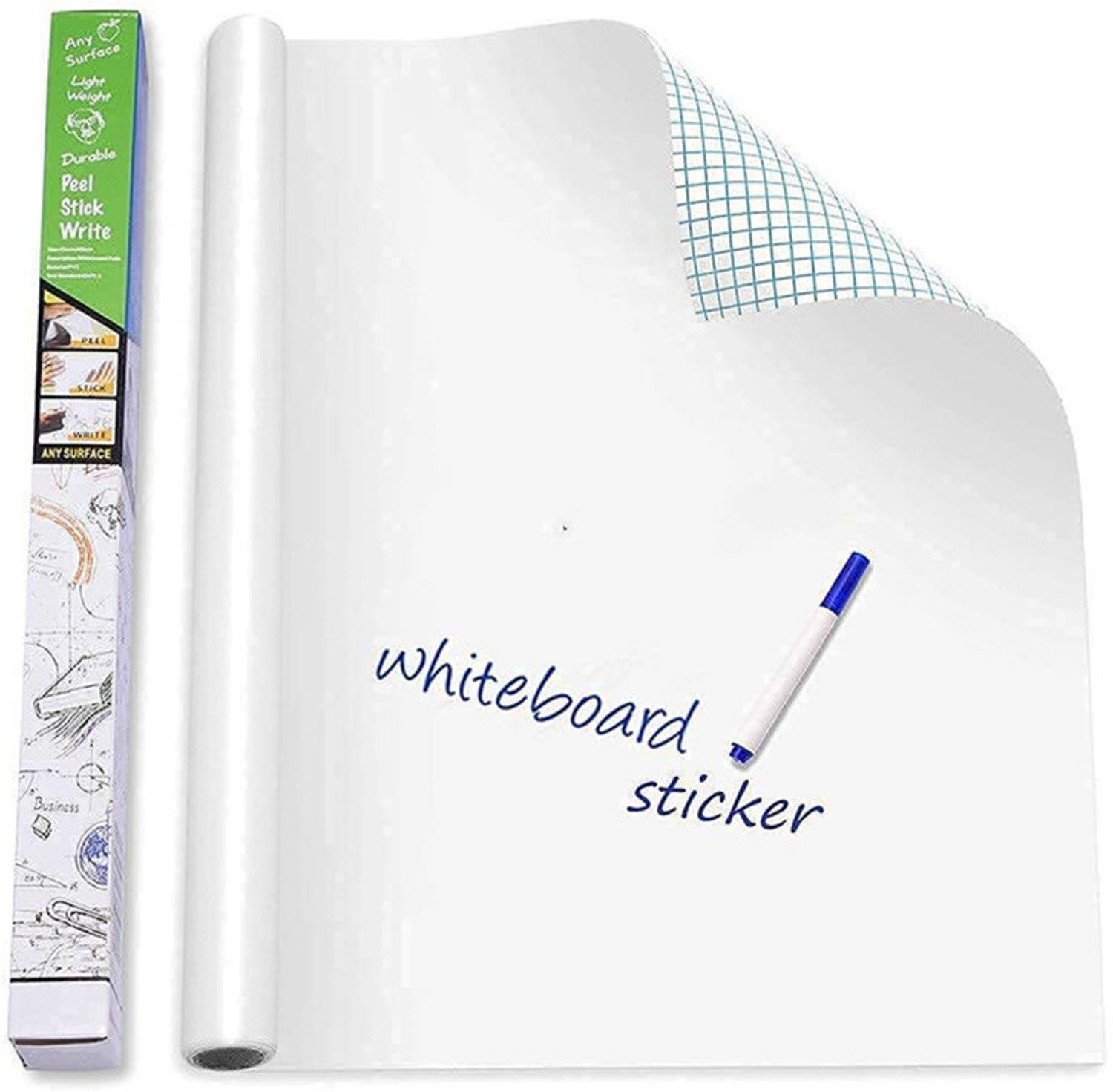 Image of DeskFlex Non Magnetic 45x200 Cm Whiteboard Wall Sticker Removable with 1 Marker for Tuition Whiteboards