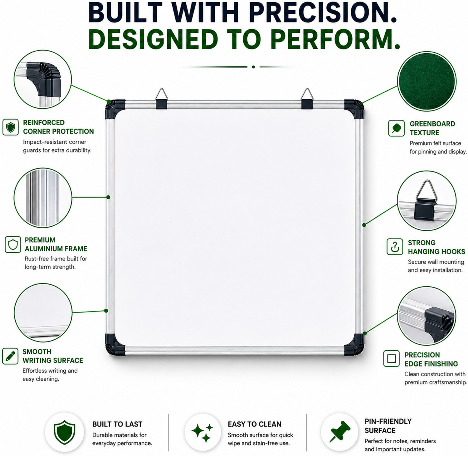 Image of malik brothers Non Magnetic Melamine Dual-Sided Writing Whiteboard(2x3 Feet) Whiteboards