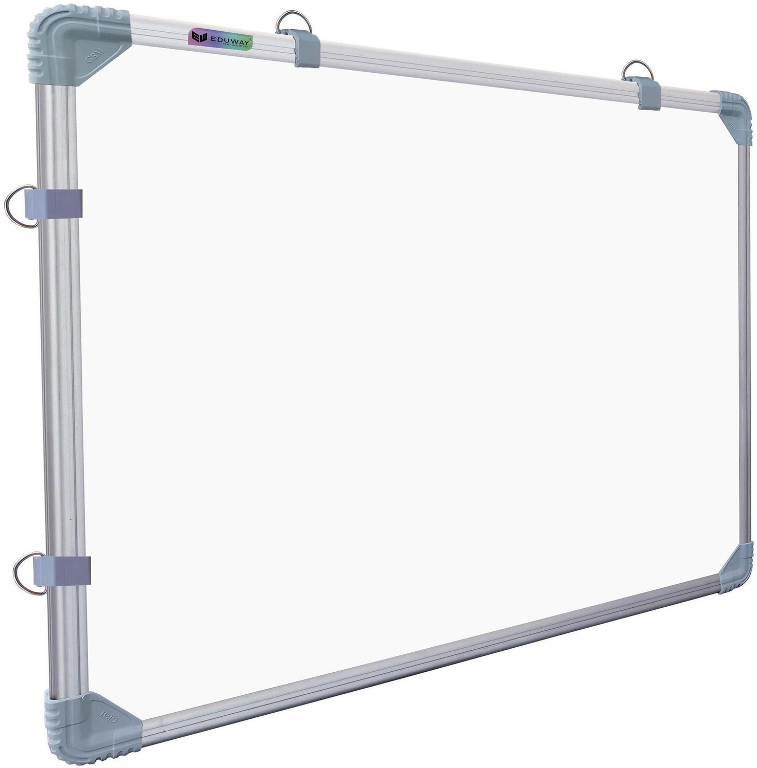 Image of Eduway Non Magnetic 2X3 Ft. Double Sided White Board and Chalk Board with Sliding Hanging Clips, Robust Aluminum Frame and Smooth Melamine Surface (89x59 Cms) Whiteboards (White, Green)