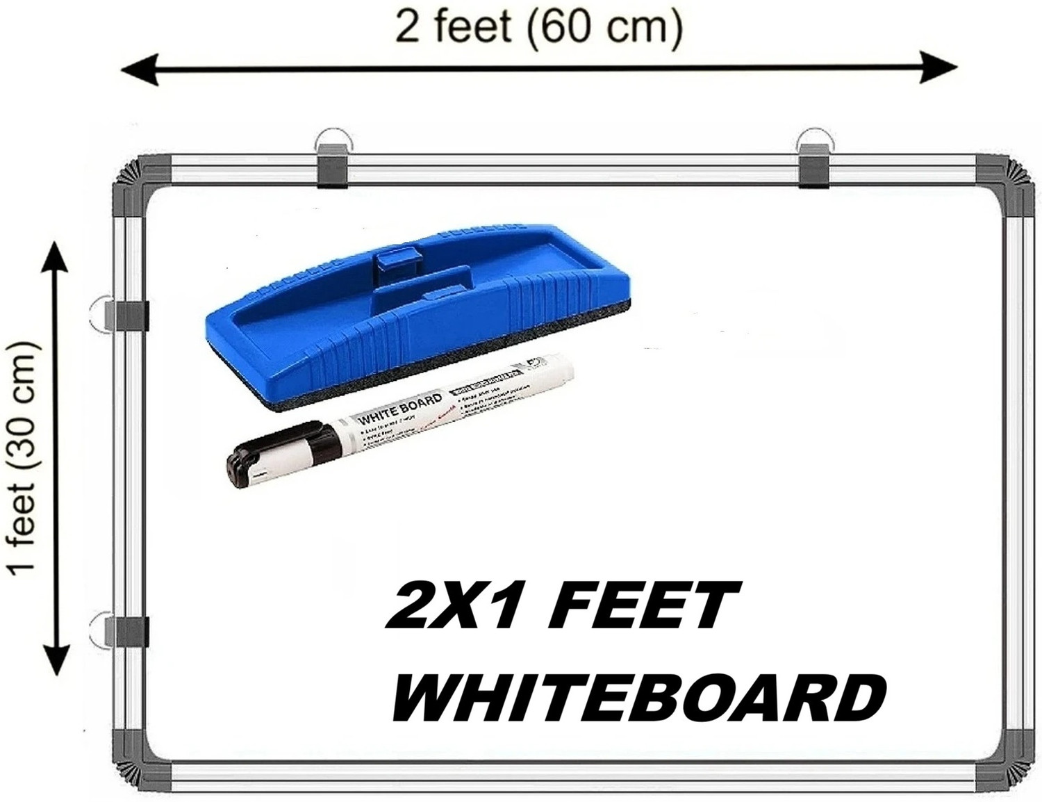Image of Smartix Reversible 60x30 cm Writing Board Melamine 2x1 ft WhiteBoard & Chalk Board Surface with 1 Marker, 1 Duster Whiteboards and Duster Combos (White, Green)
