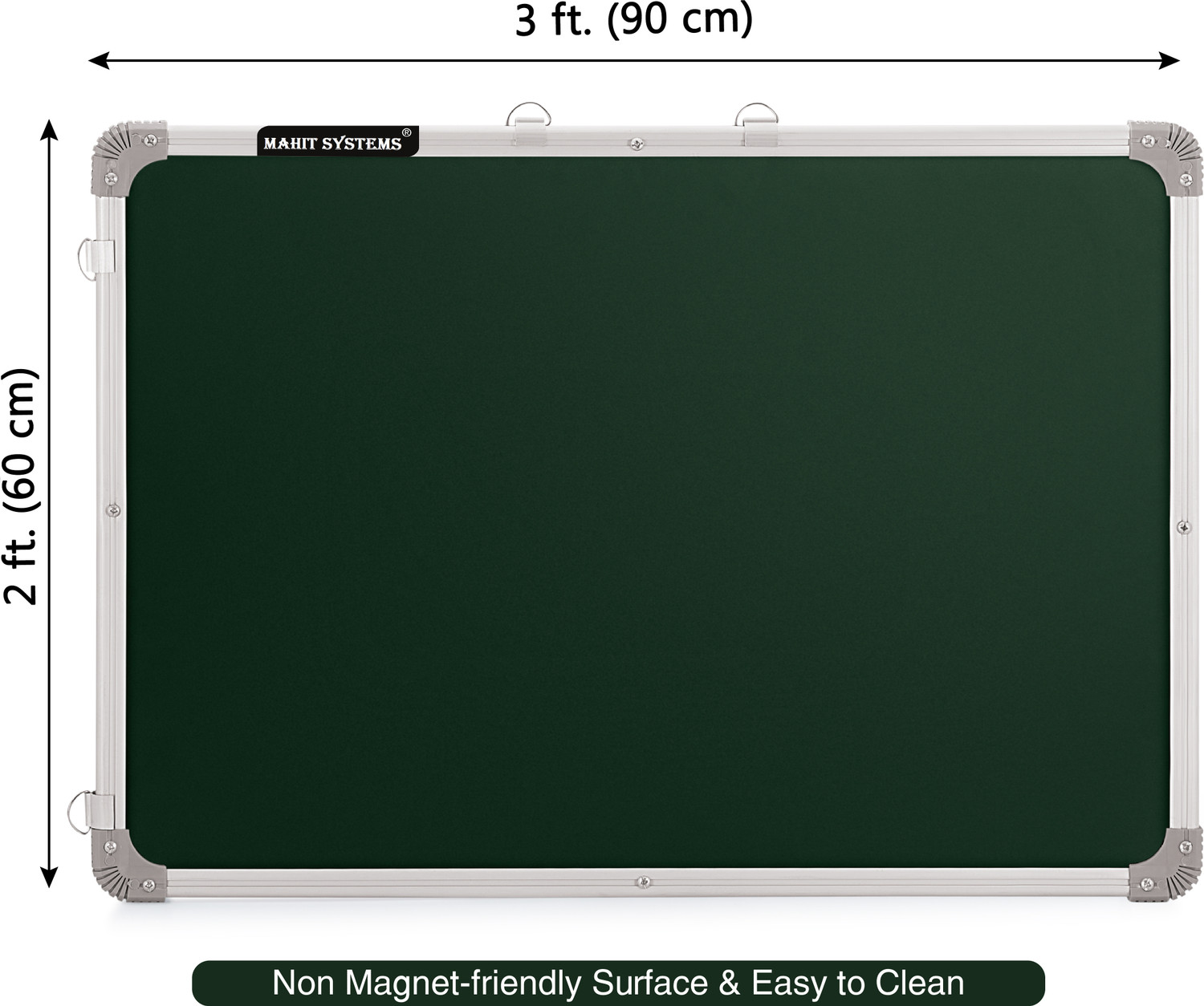 Image of Mahit Systems (Non-Magnetic)(2x3)FT Chalkboard for Kids, Home and School, Lightweight Aluminium Frame Green, White board