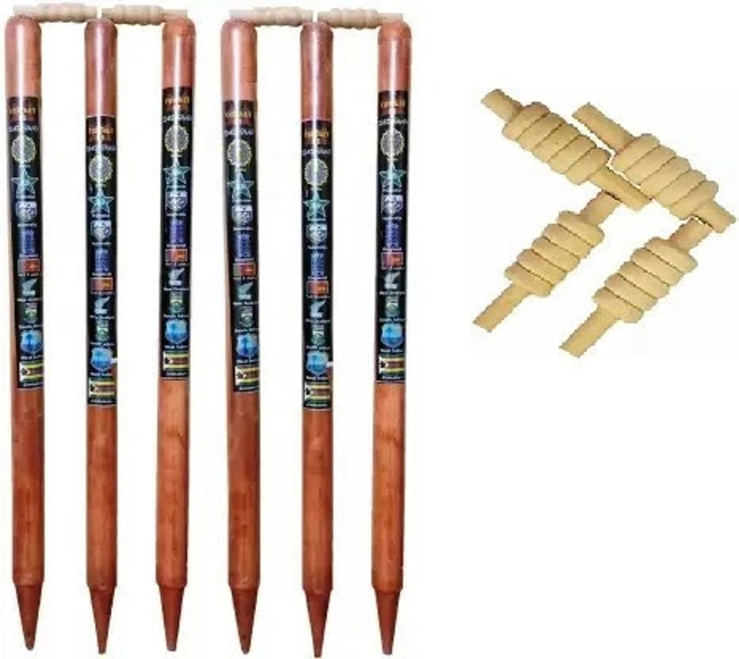 Image of DABODIA SPORTS 6 Wooden Stumps & 4 Bails (2 Wicket Set)