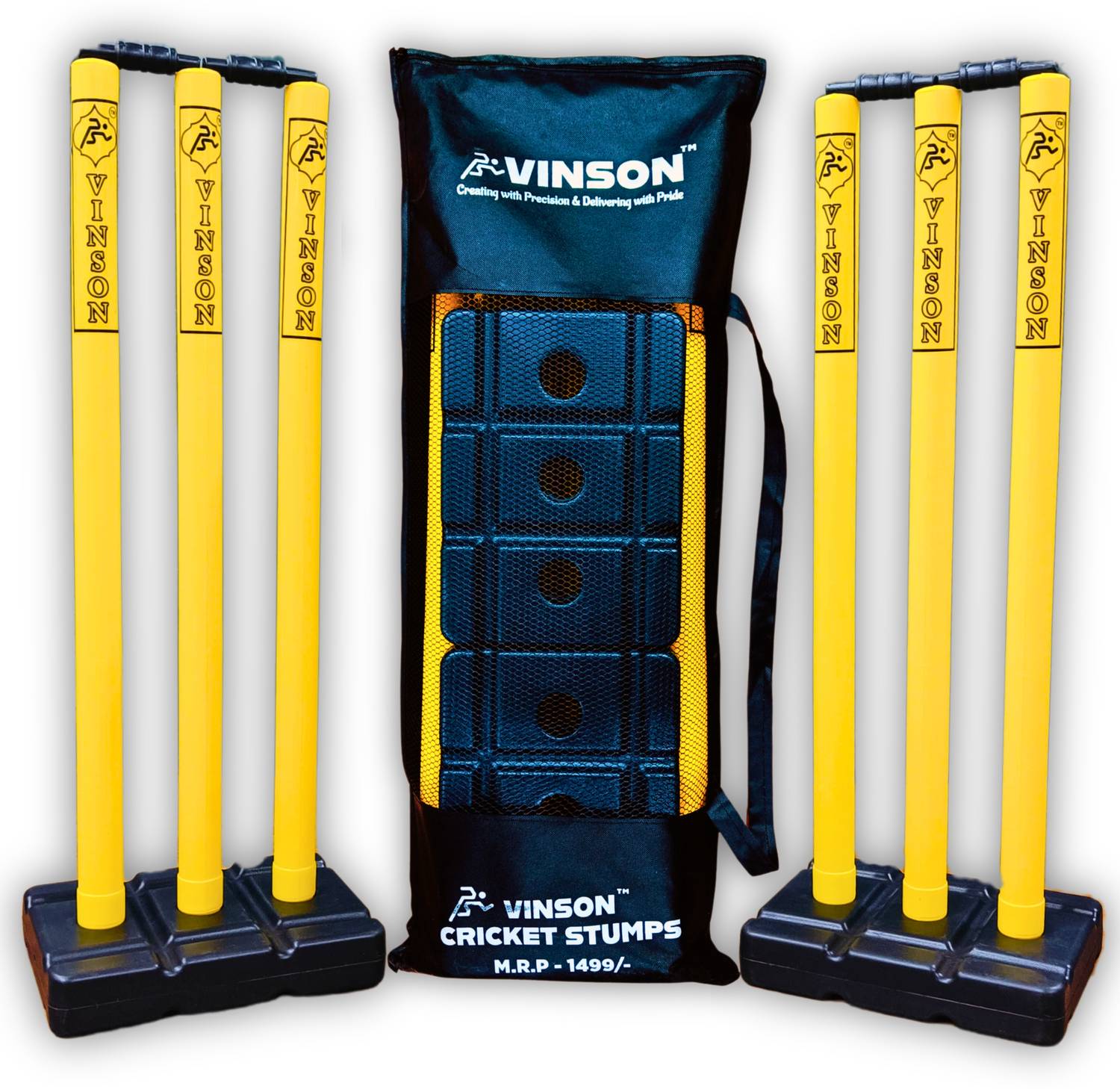 Vinsonsports Senior Stump Set Combo of 2 with Zipper Bag, 750g, 3