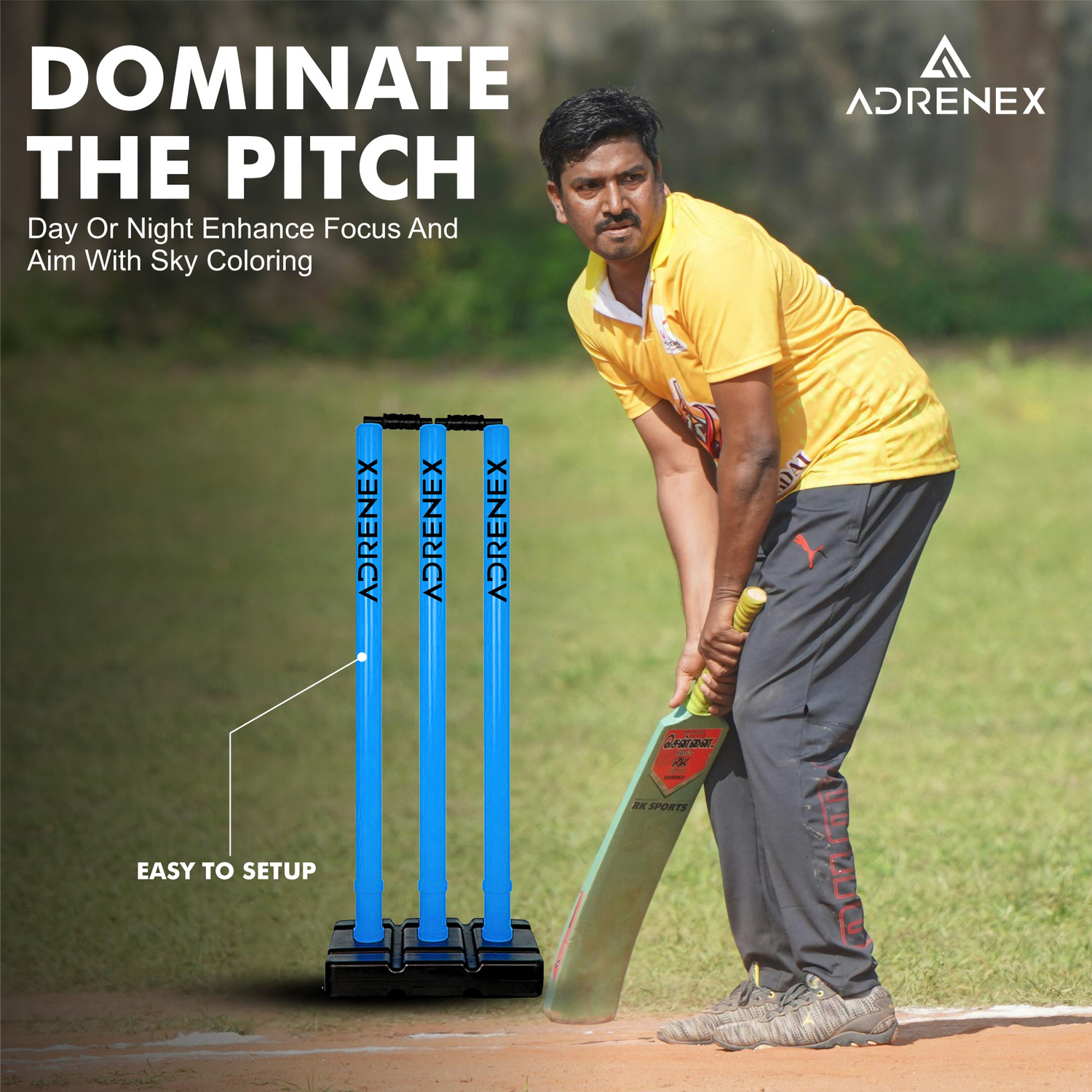 Image of Adrenex Wickets Cricket Stumps Plastic Stump Stand Wicket ,Easy-to-Set-Up for Quick Play