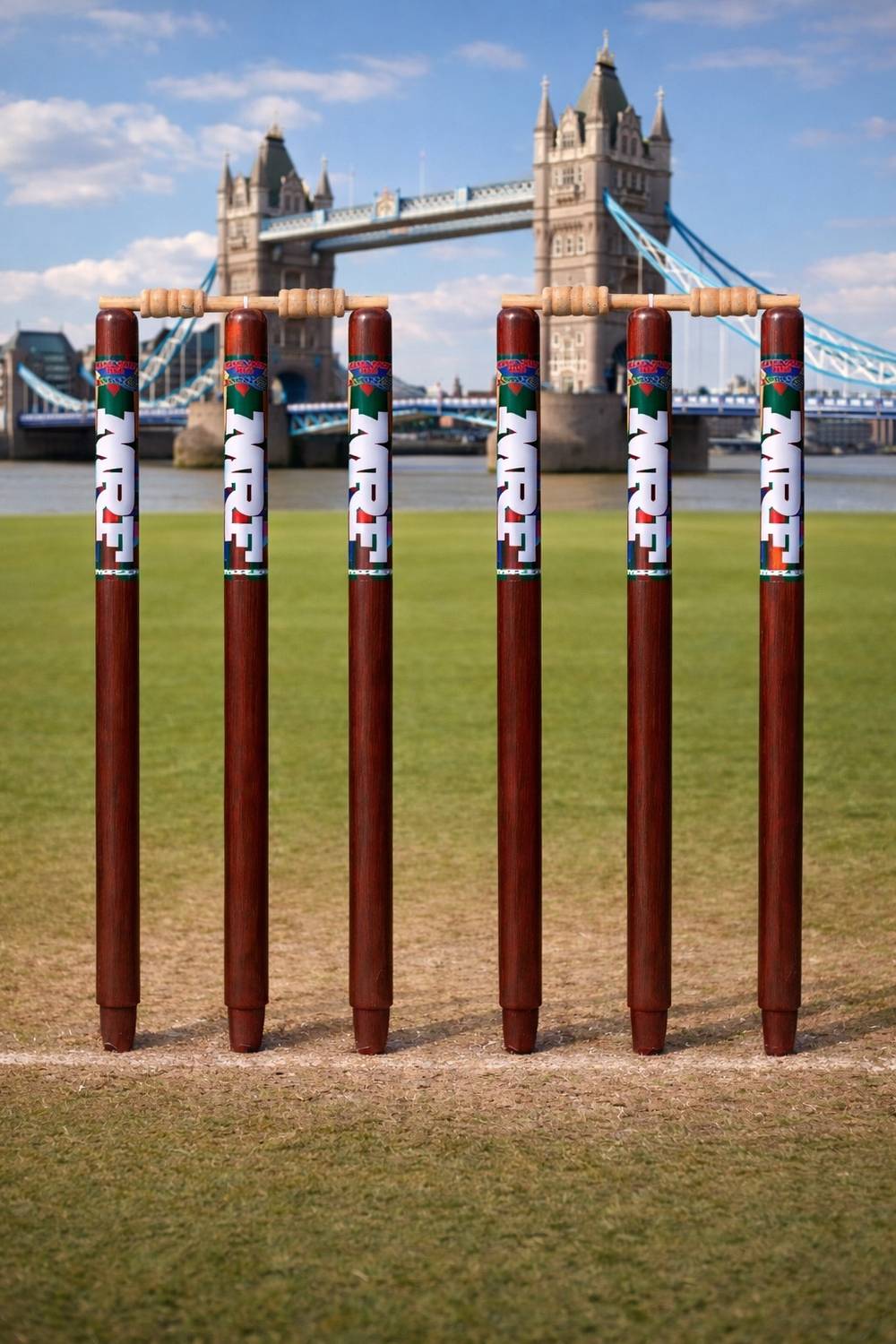 AMN SPORTS MRF WOODEN STUMPS T20 (6 Stumps Set 4 Baills)