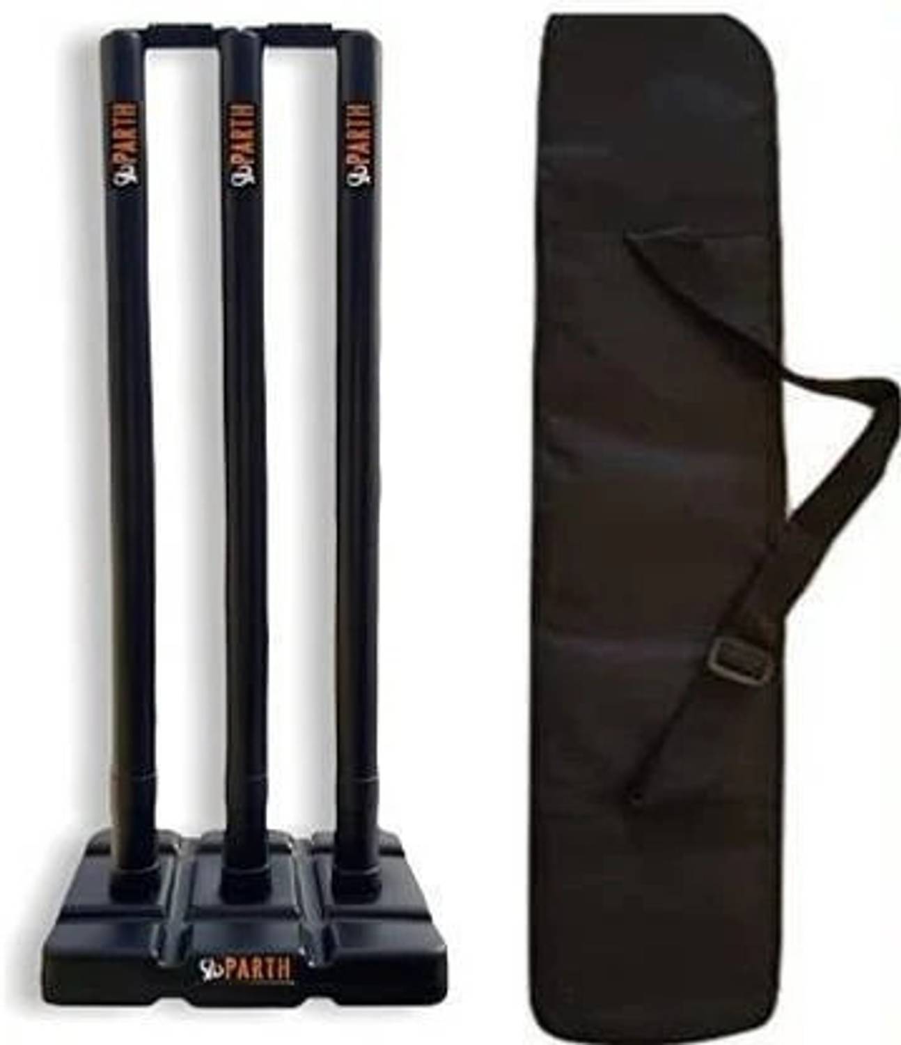 fizo PVC Cricket Wicket Set of 3 Stumps, 2 Bails, Base, Bag Pack of 3 - Image 1