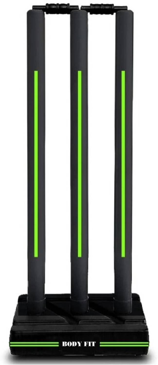 BodyFit Cricket Wicket Set Heavy Duty Plastic Standard Size 3 Stumps+2 Bails+1 Stand