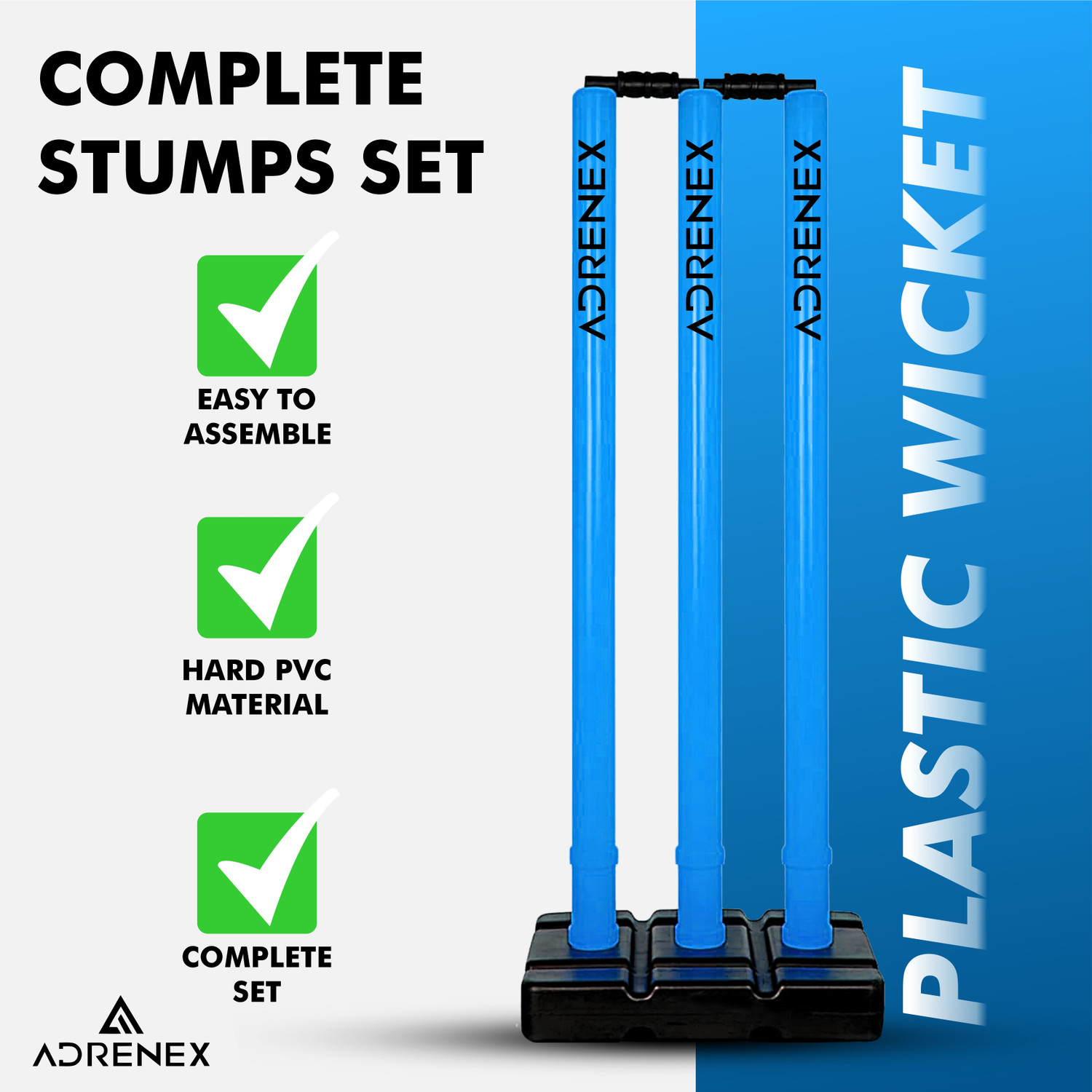 Image of Adrenex Wickets Cricket Stumps Plastic Stump Stand Wicket ,Easy-to-Set-Up for Quick Play