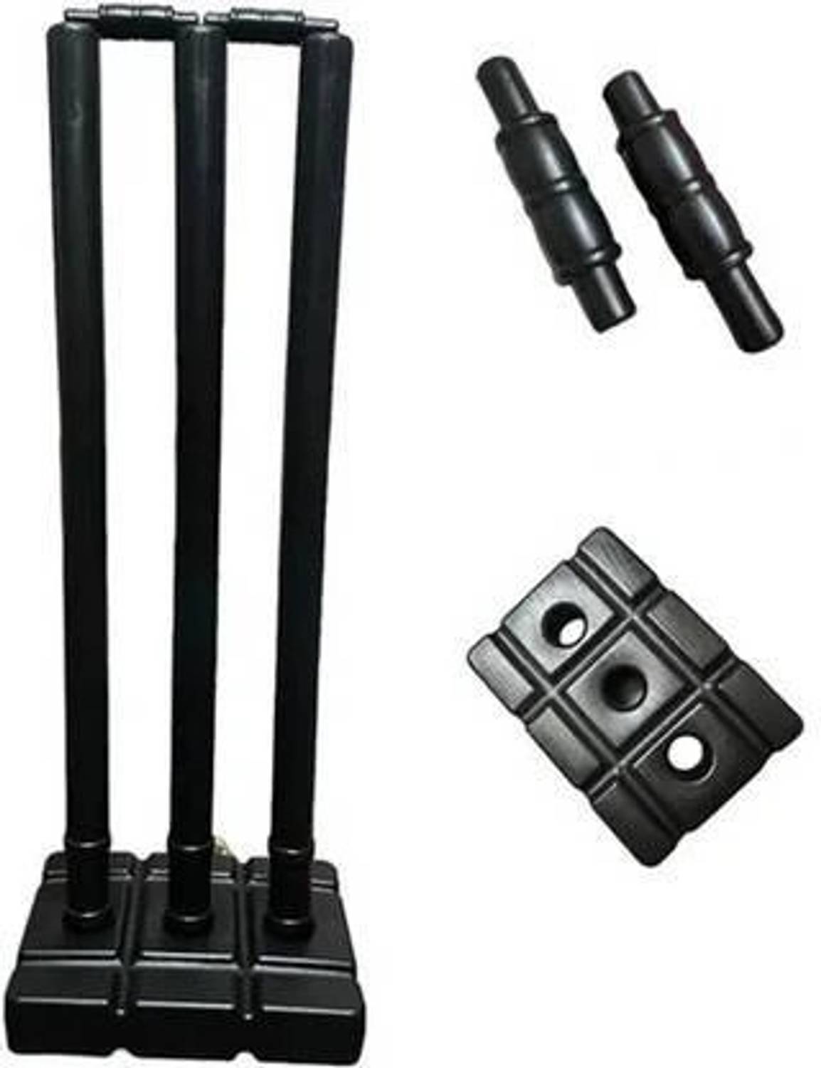 fizo PVC Cricket Wicket Set of 3 Stumps, 2 Bails, Base, Bag Pack of 3 - Image 2