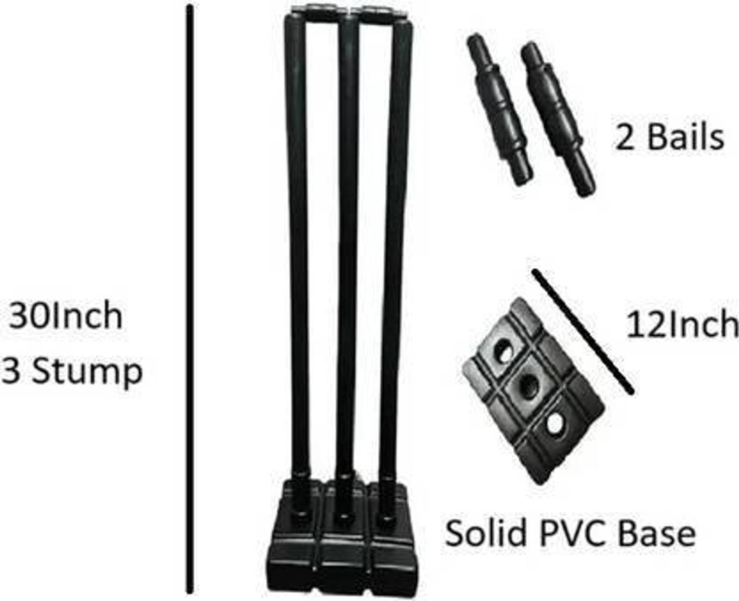 fizo PVC Cricket Wicket Set of 3 Stumps, 2 Bails, Base, Bag Pack of 3 - Image 3