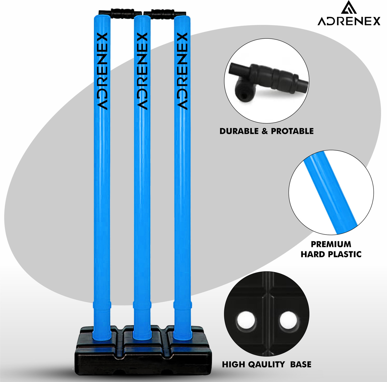 Image of Adrenex Wickets Cricket Stumps Plastic Stump Stand Wicket ,Easy-to-Set-Up for Quick Play
